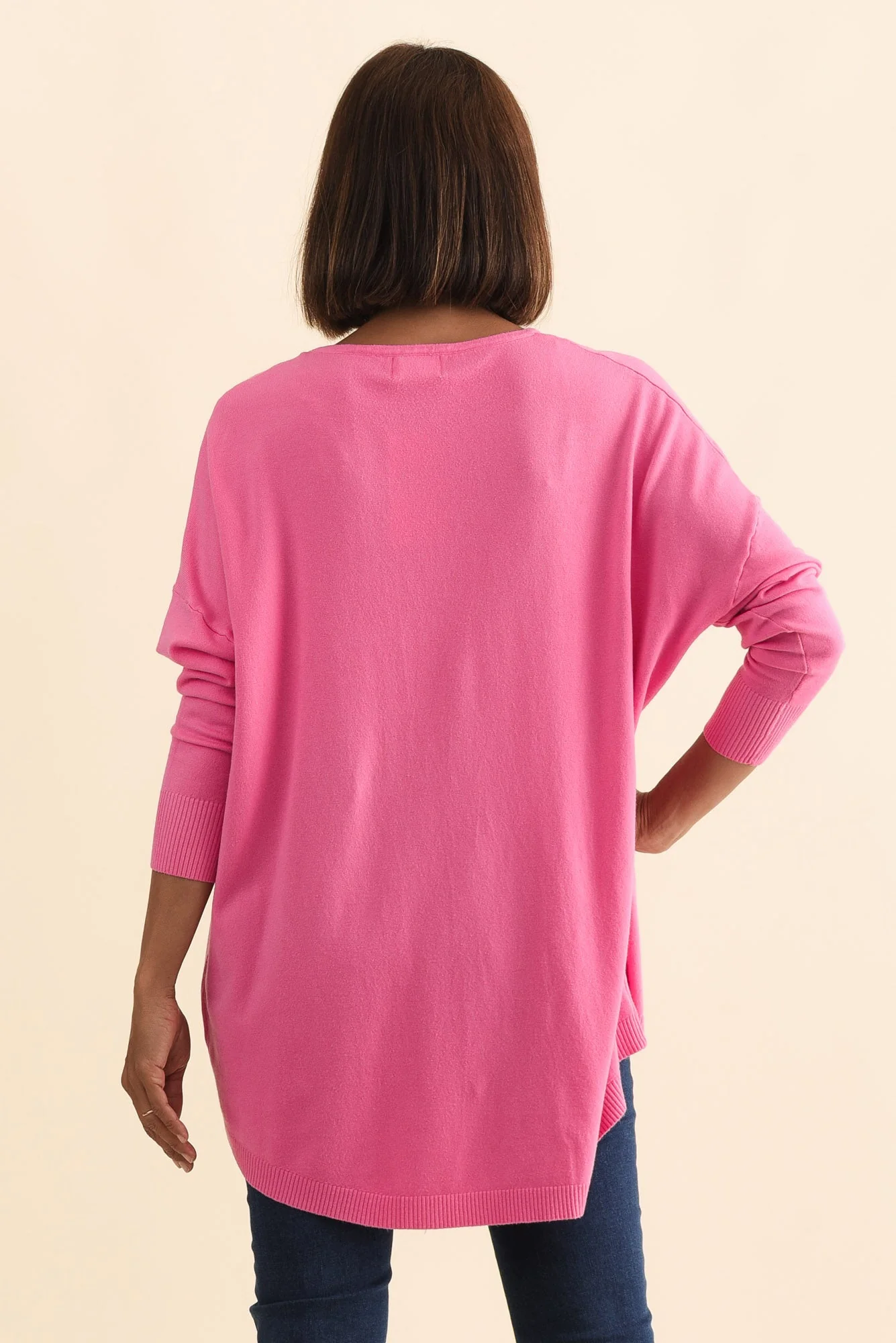 Meryl Hot Pink Wool Blend Drape Sweater - Image 5