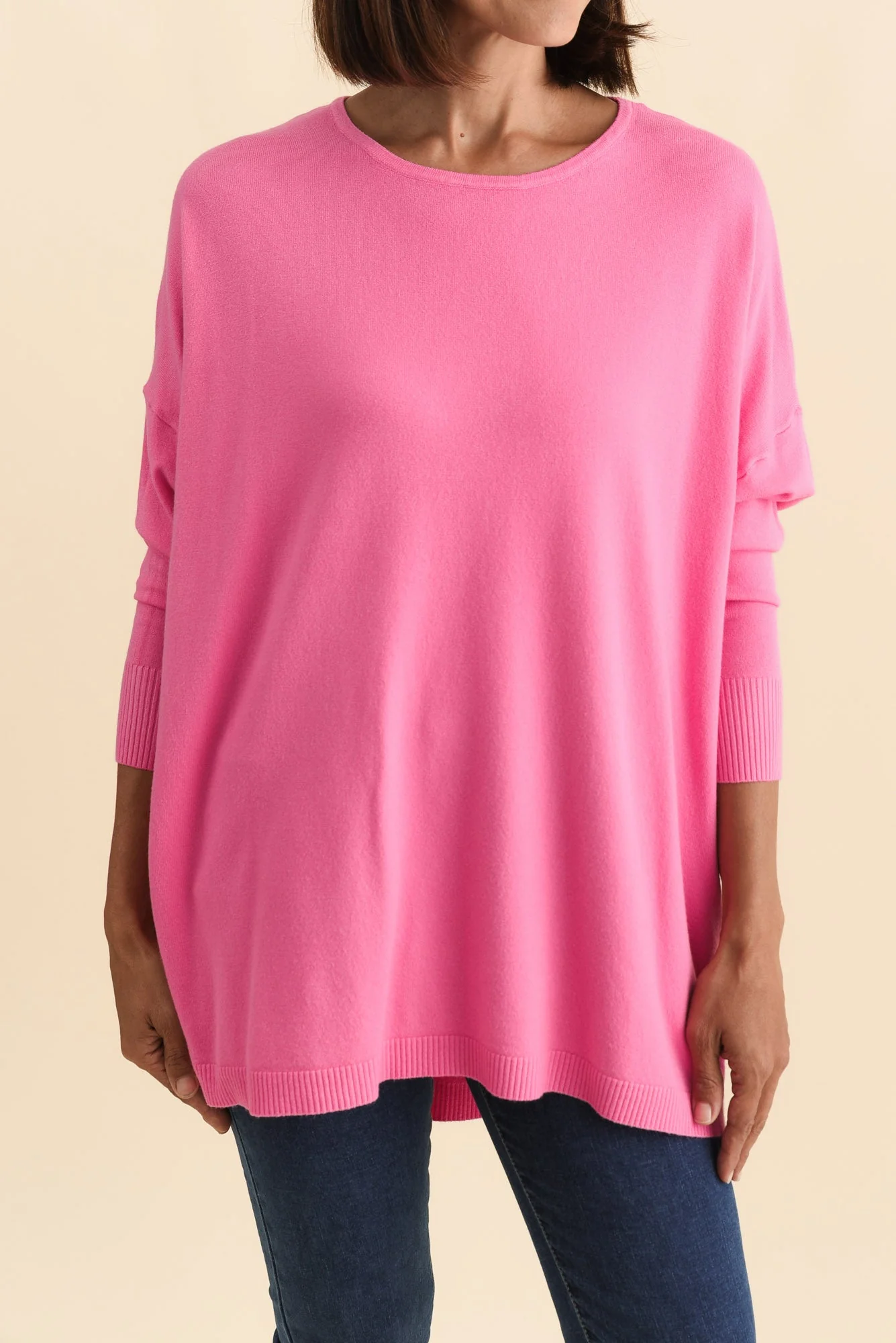 Meryl Hot Pink Wool Blend Drape Sweater - Image 6