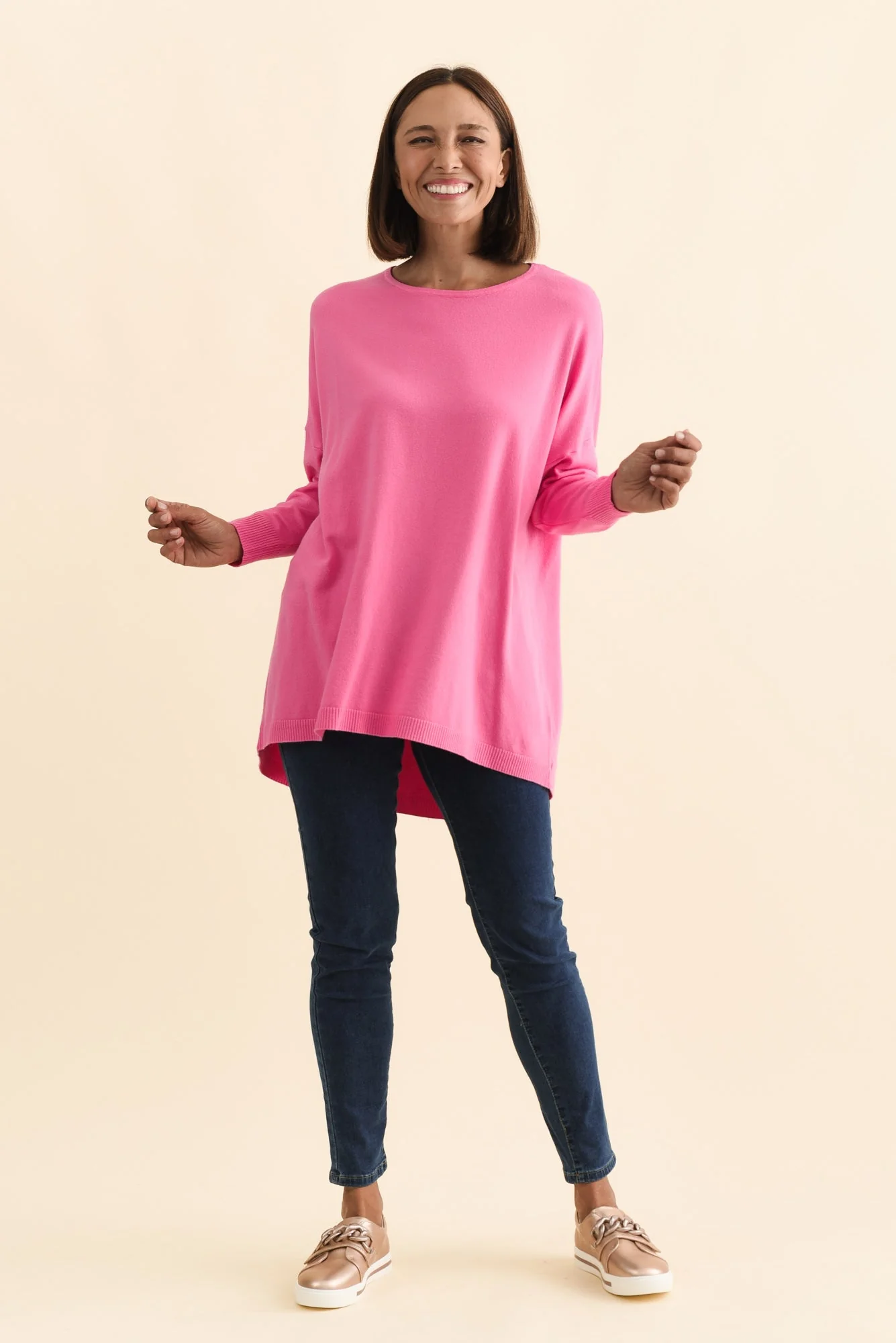 Meryl Hot Pink Wool Blend Drape Sweater - Image 7