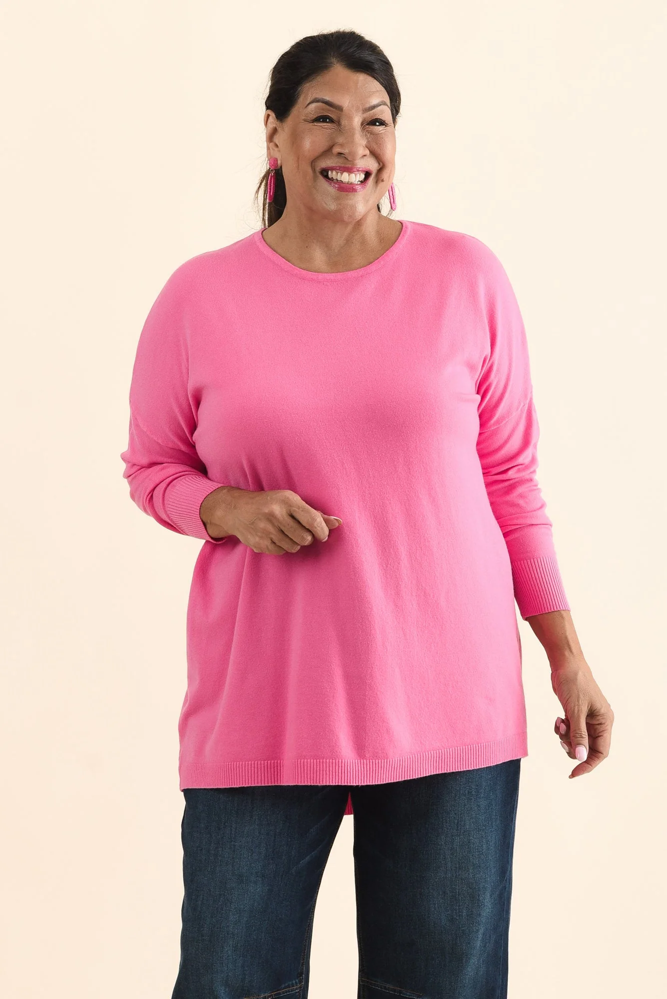 Meryl Hot Pink Wool Blend Drape Sweater - Image 8