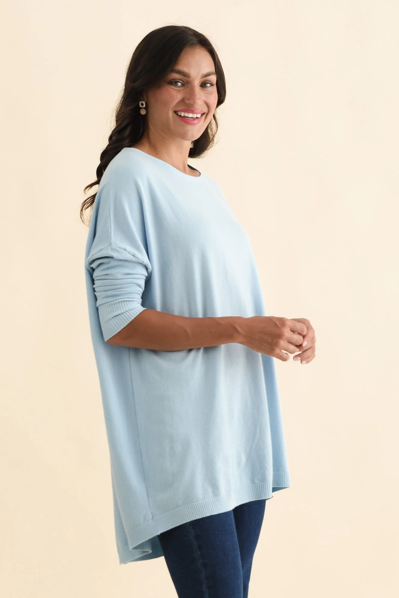 Meryl Light Blue Wool Blend Drape Jumper - Image 4