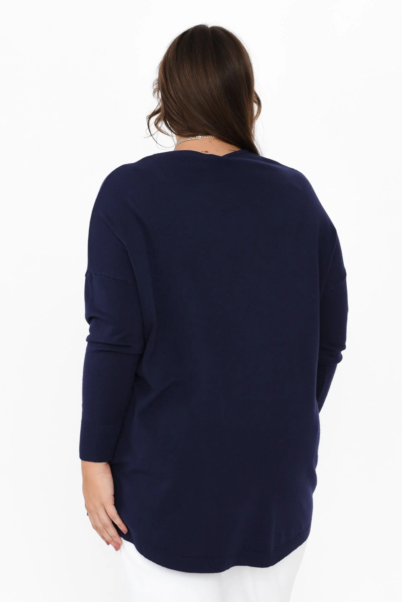 Meryl Navy Wool Blend Drape Sweater - Image 11