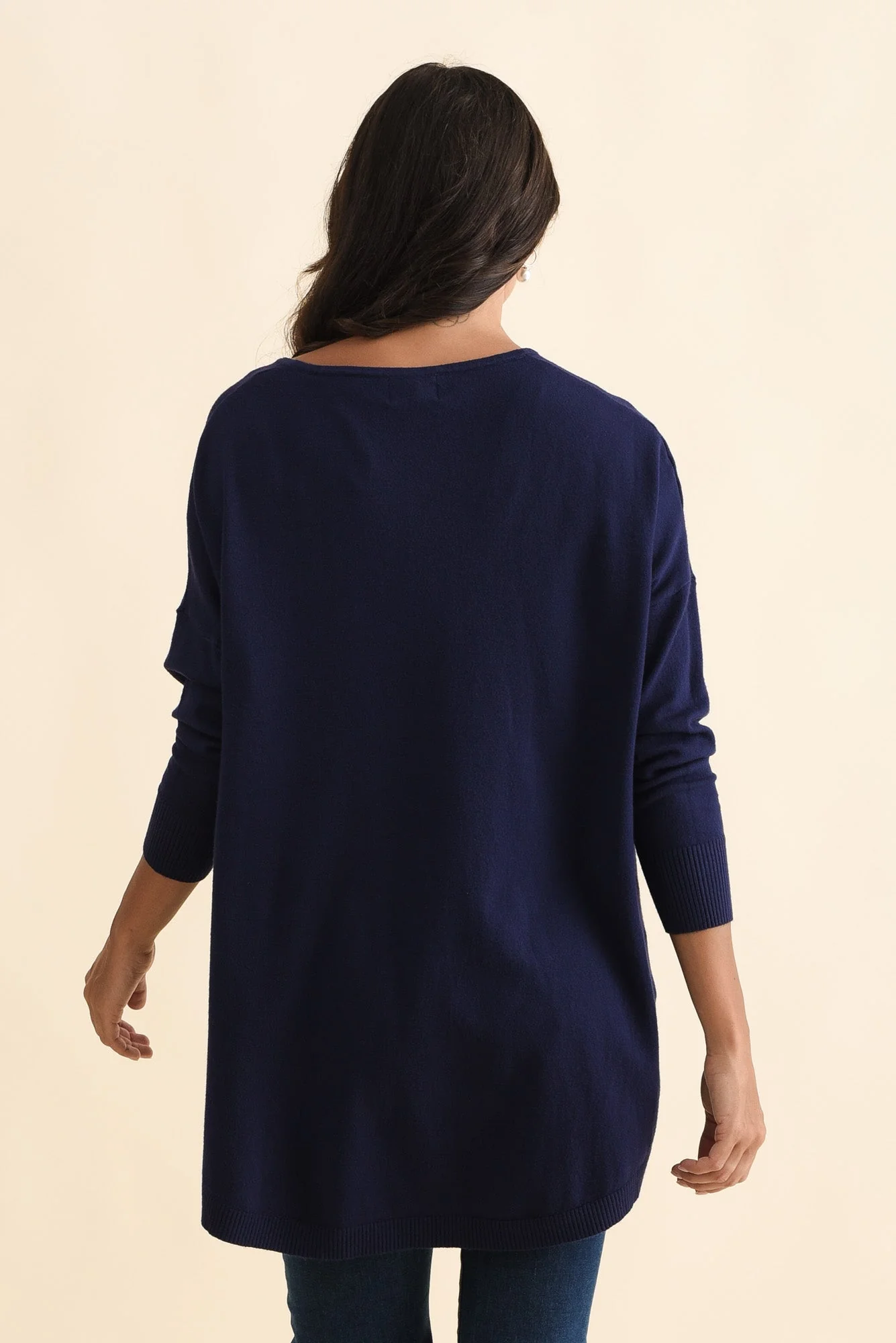 Meryl Navy Wool Blend Drape Sweater - Image 5