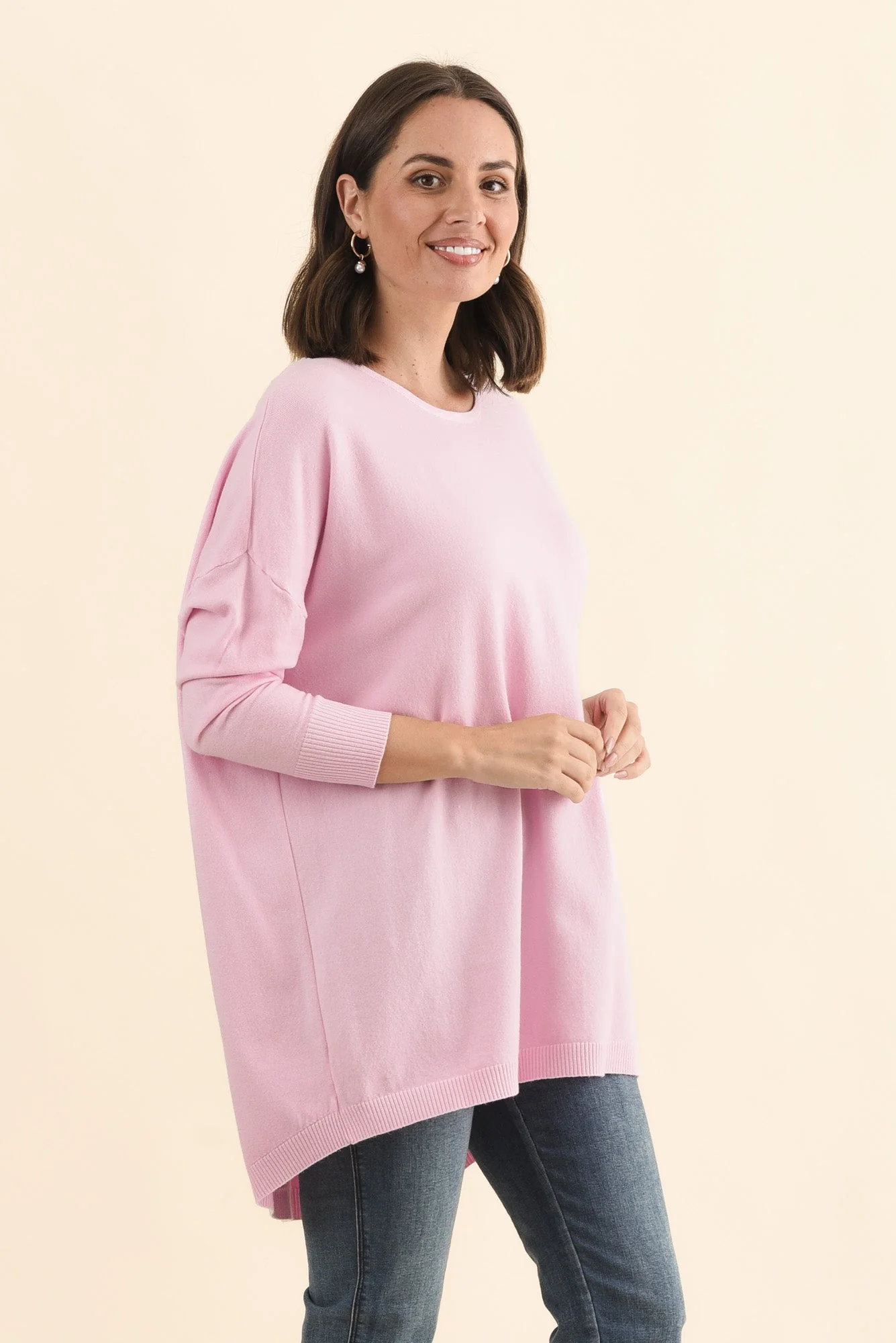 Meryl Pink Wool Blend Drape Jumper - Image 3