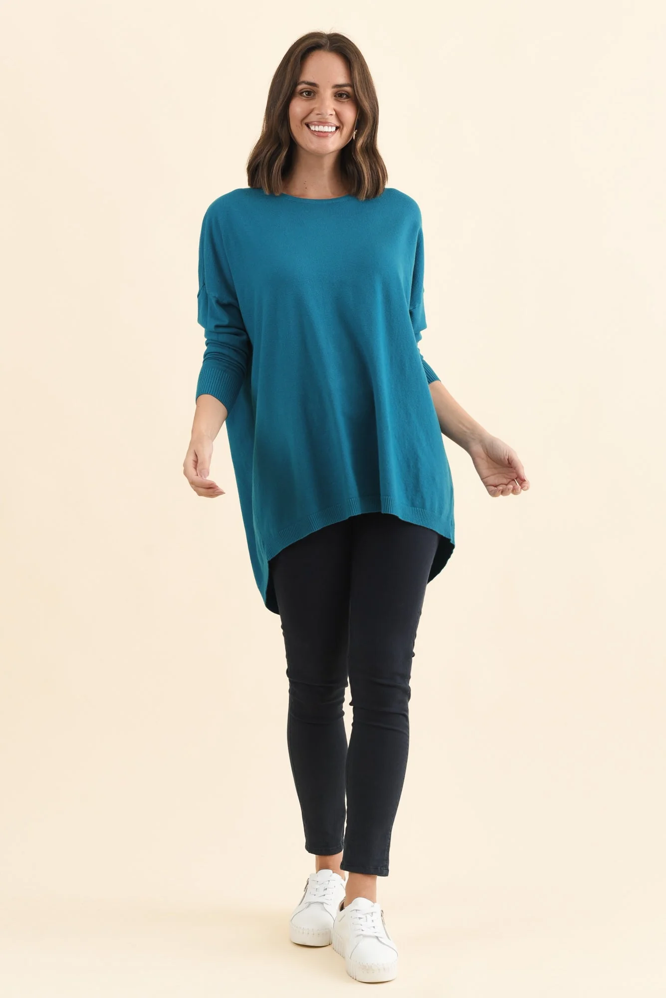 Meryl Teal Wool Blend Drape Jumper - Image 7