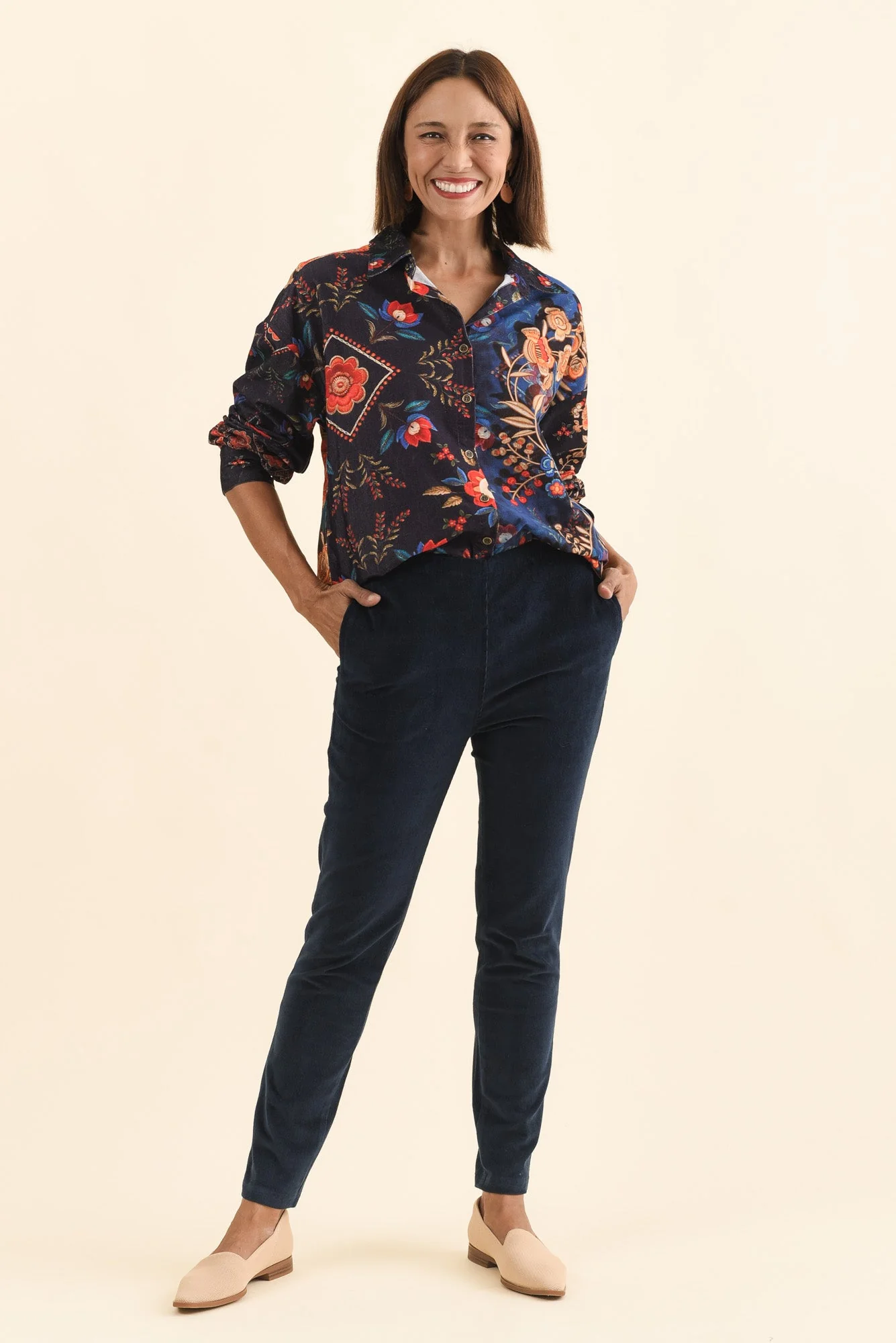 Meyer Navy Botanical Cotton Shirt - Image 2