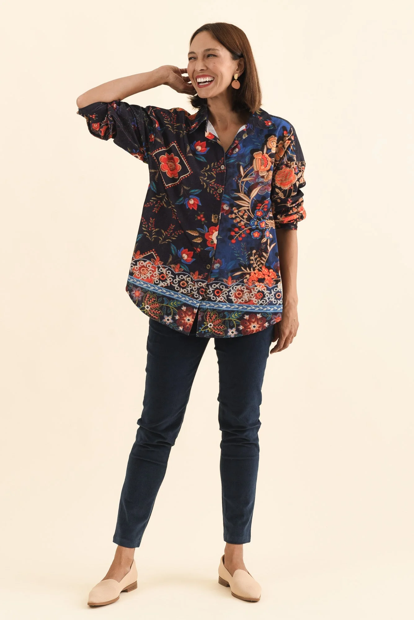 Meyer Navy Botanical Cotton Shirt - Image 6