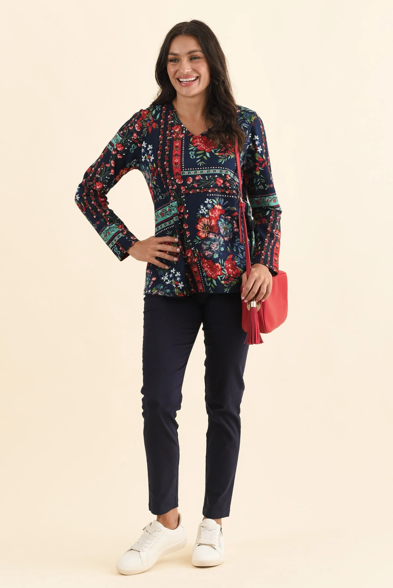 Miki Navy Floral Top - Image 2