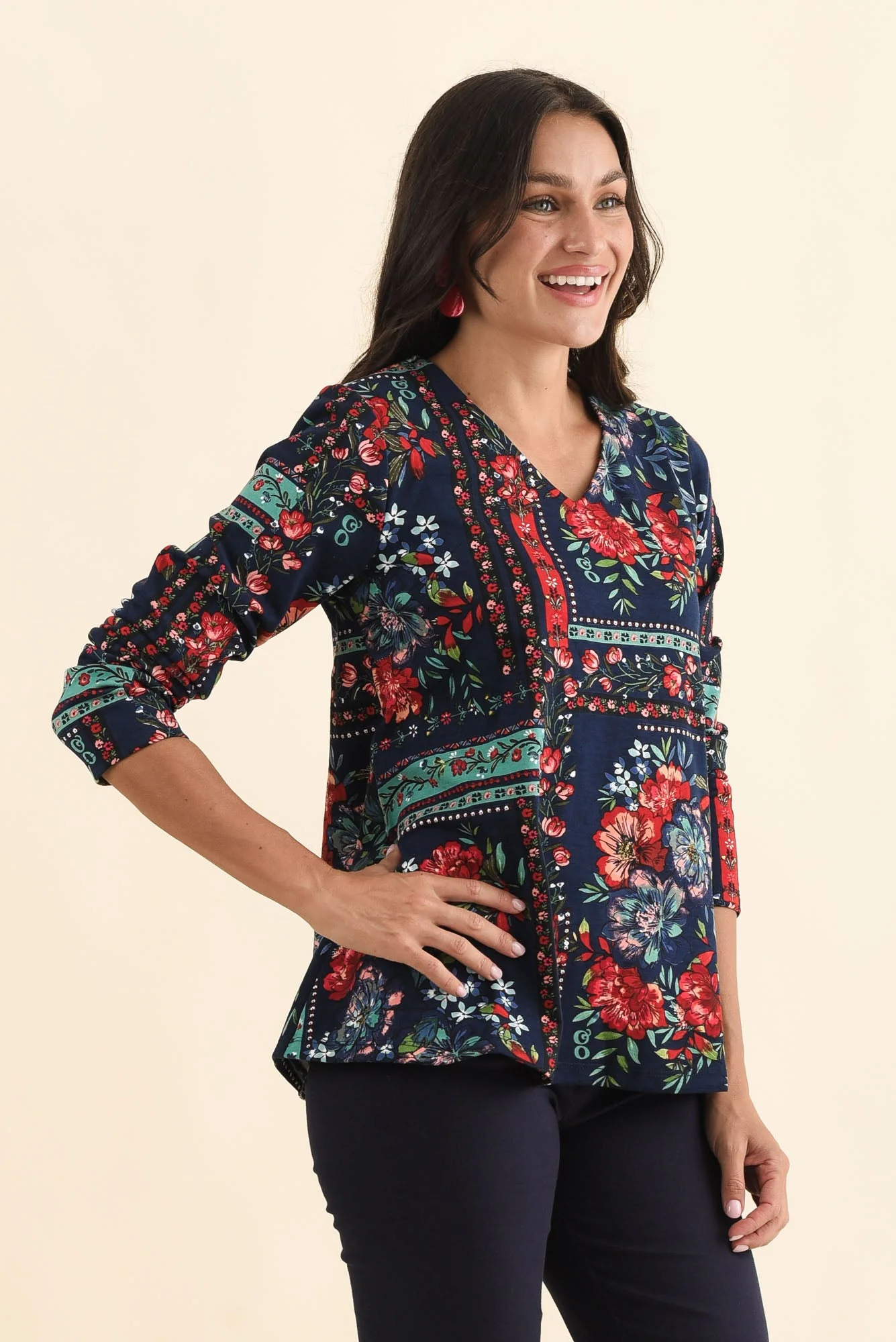 Miki Navy Floral Top - Image 3