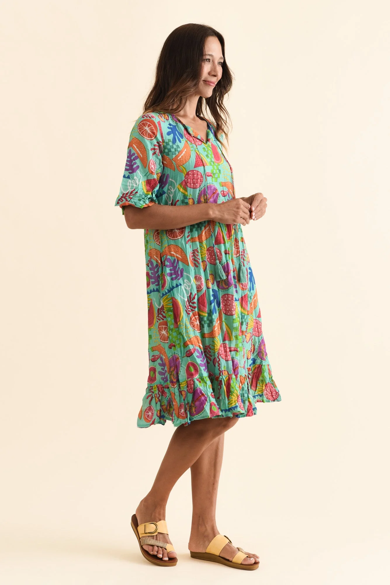 Mila Blue Garden Crinkle Cotton Dress - Image 3