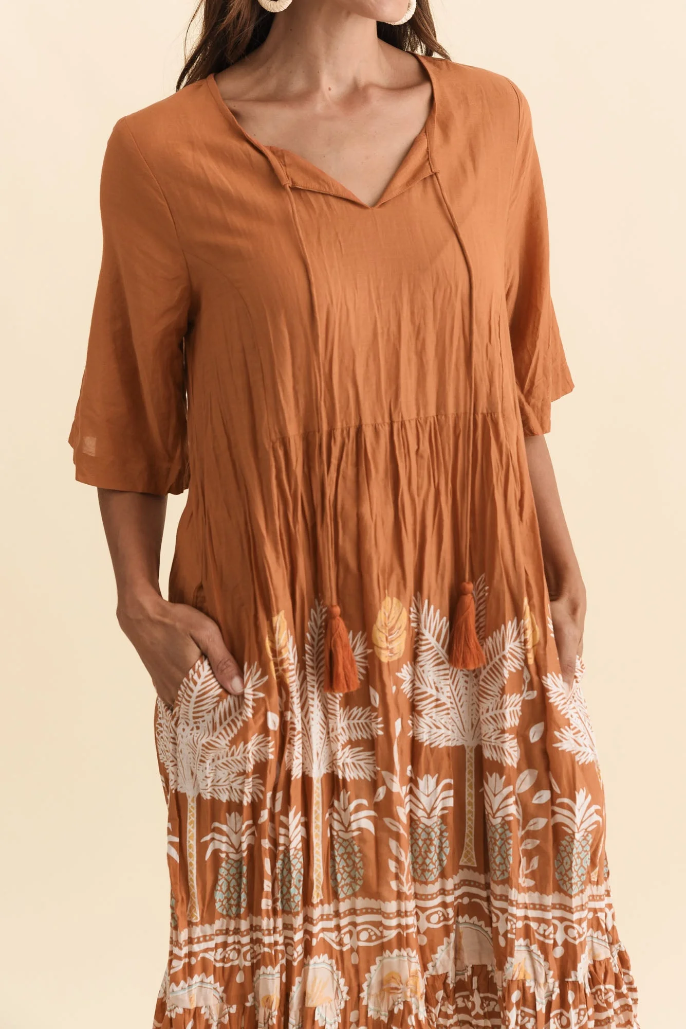 Mila Brown Beach Crinkle Cotton Dress - Image 5