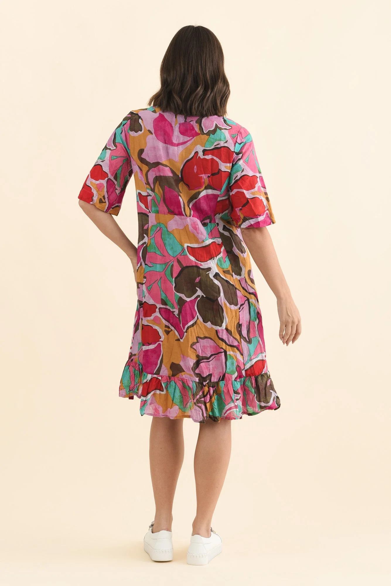 Mila Fuchsia Garden Crinkle Cotton Dress - Image 5