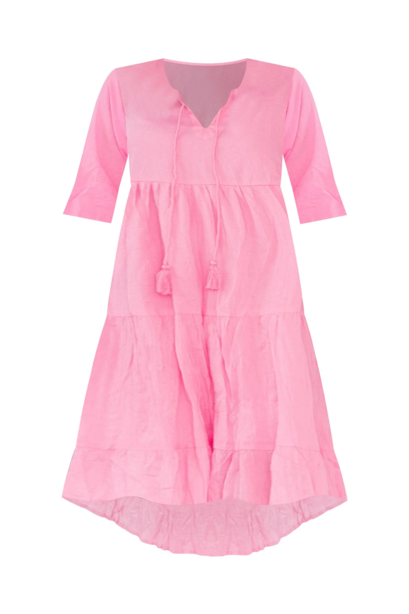 Milana Bright Pink Crinkle Cotton Dress - Image 7
