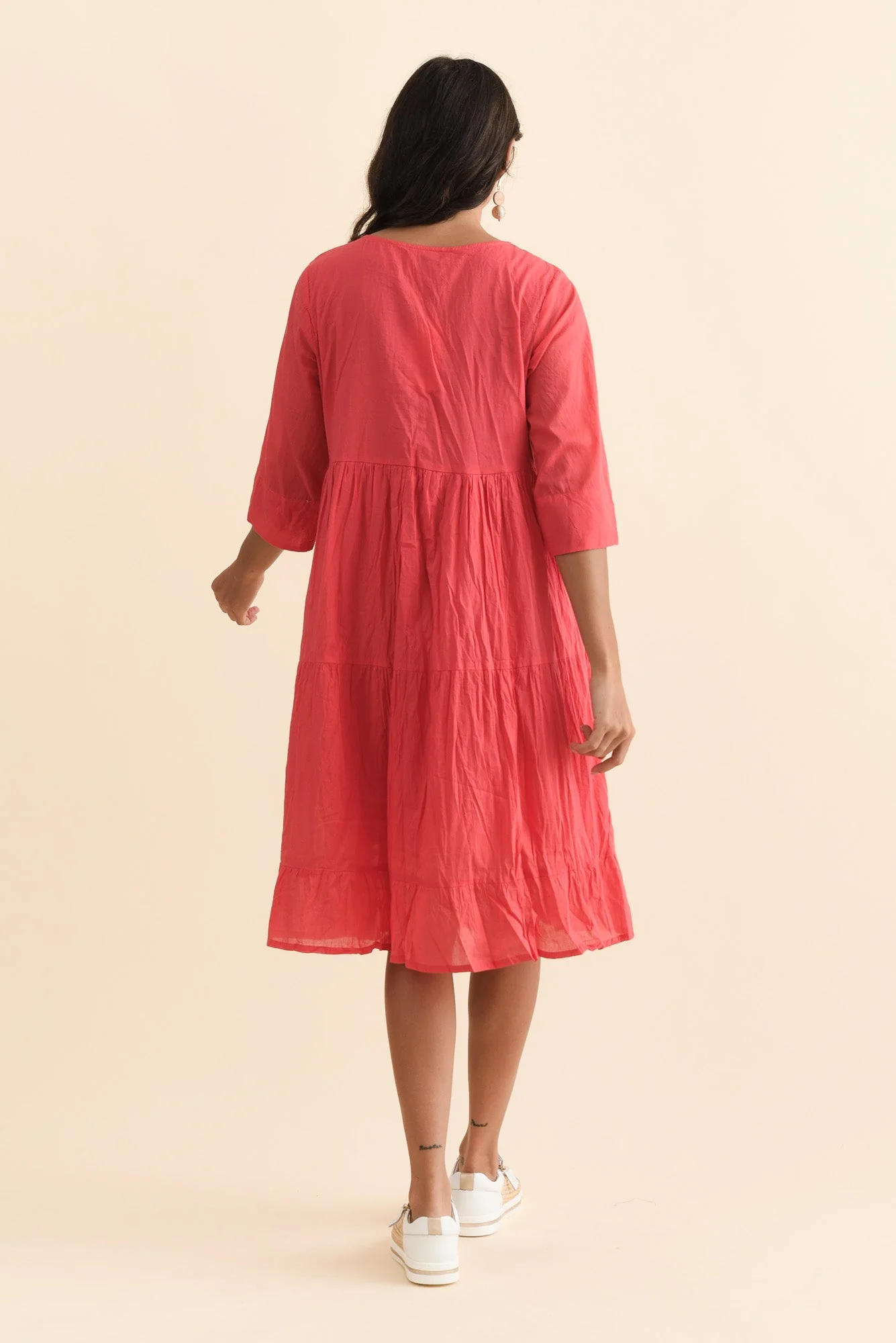 Milana Cherry Crinkle Cotton Dress - Image 5
