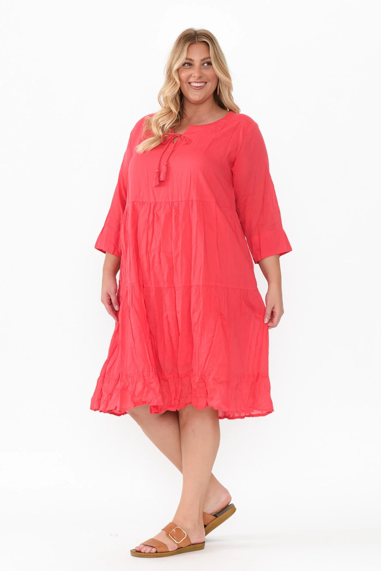 Milana Cherry Crinkle Cotton Dress - Image 9
