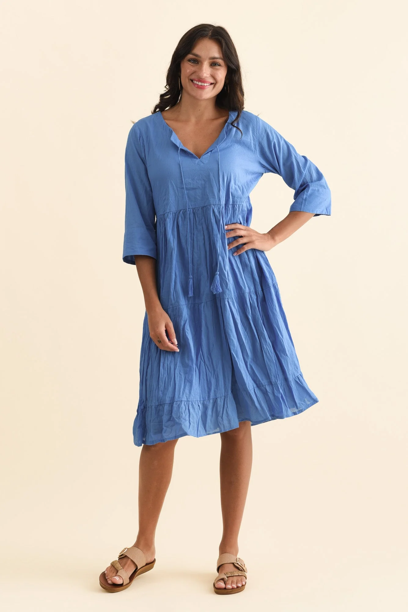 Milana Cobalt Crinkle Cotton Dress - Image 6
