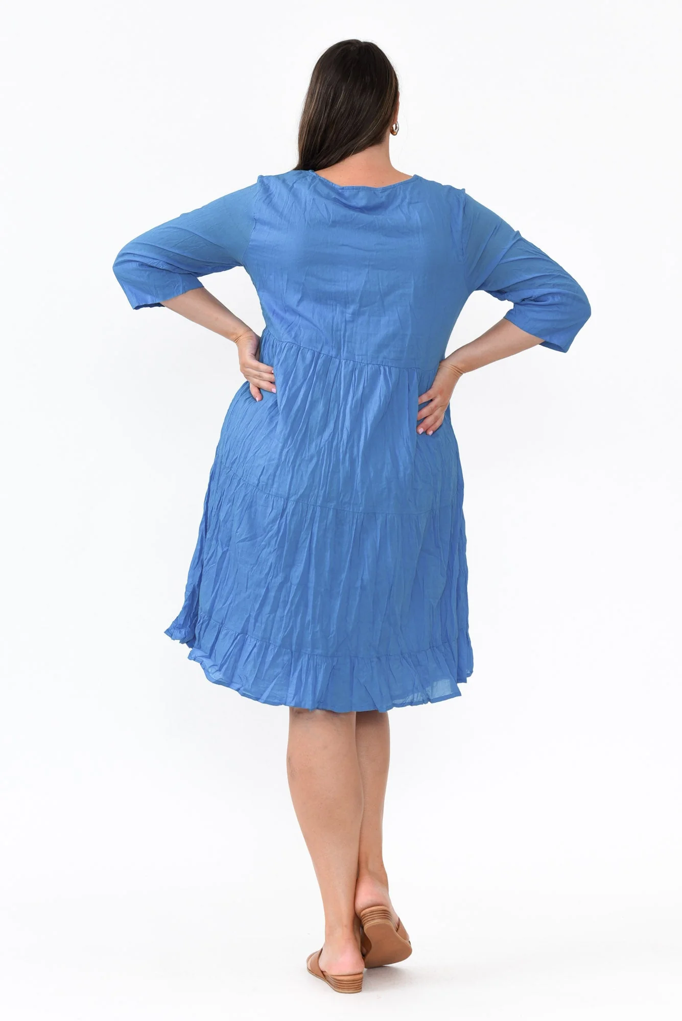 Milana Cobalt Crinkle Cotton Dress - Image 9