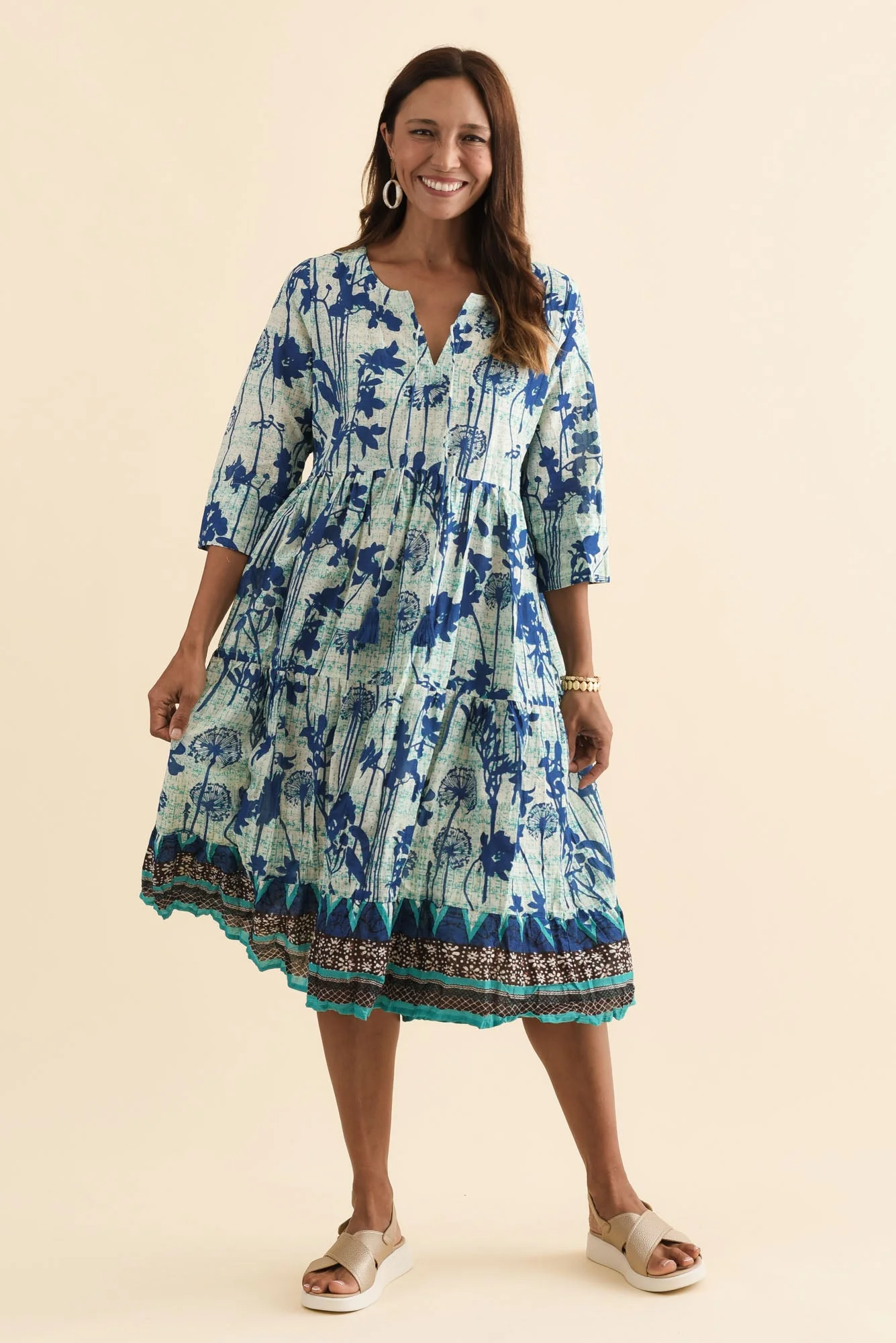 Milana Cobalt Dandelion Crinkle Cotton Dress - Image 2