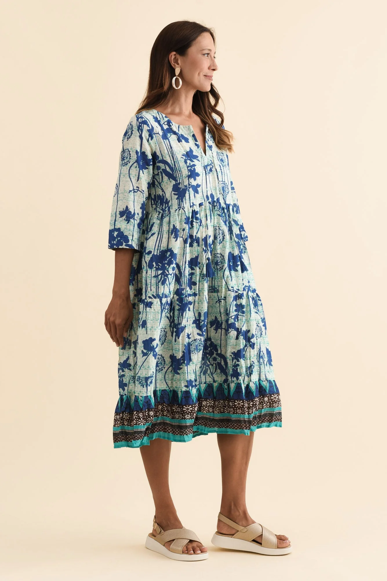 Milana Cobalt Dandelion Crinkle Cotton Dress - Image 4