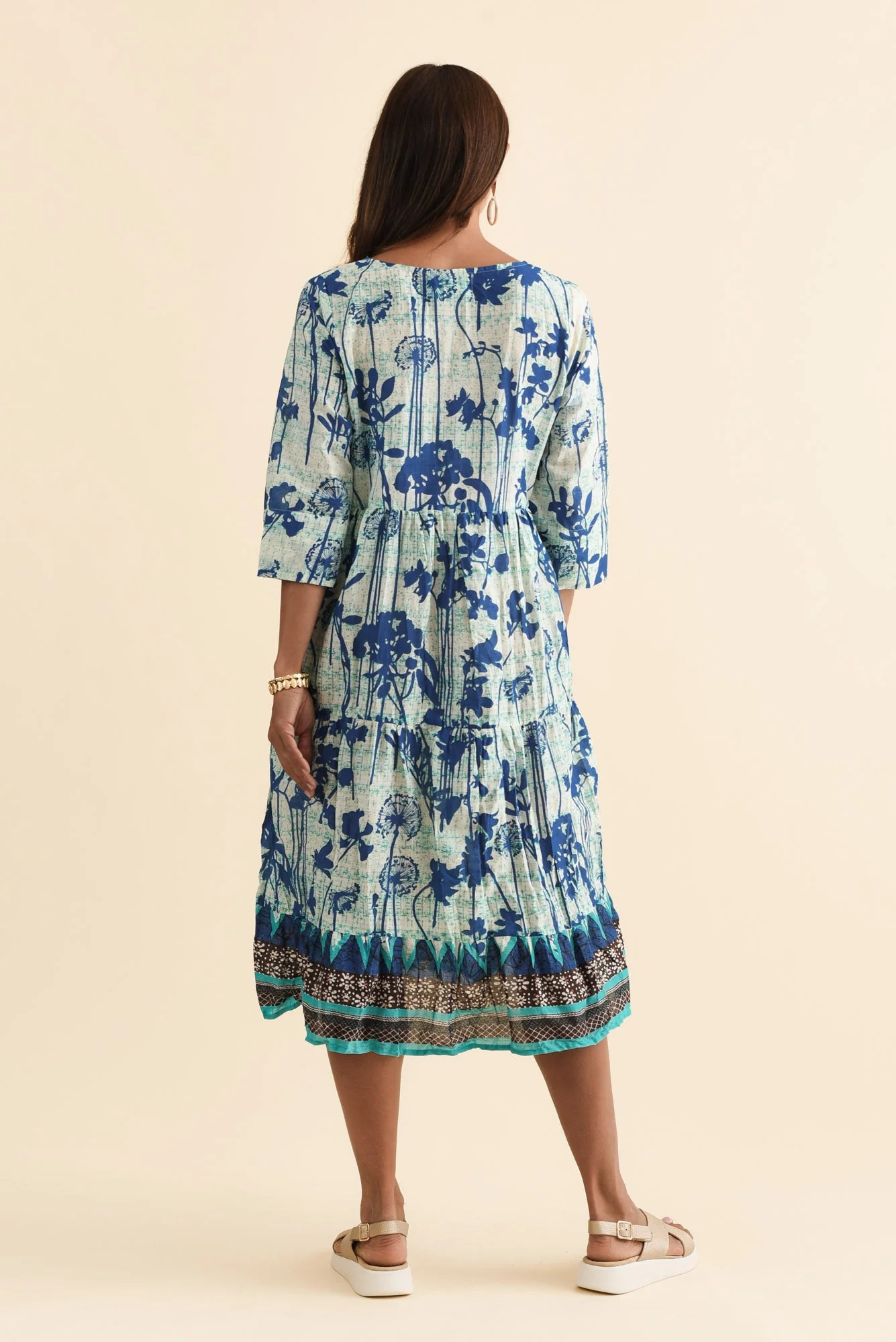 Milana Cobalt Dandelion Crinkle Cotton Dress - Image 5