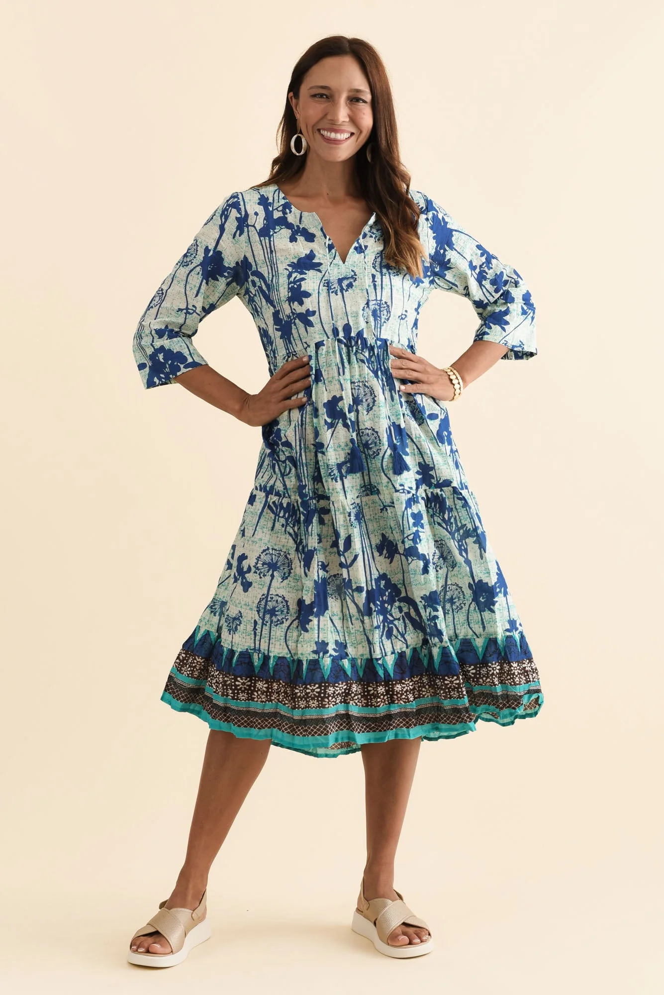 Milana Cobalt Dandelion Crinkle Cotton Dress - Image 7