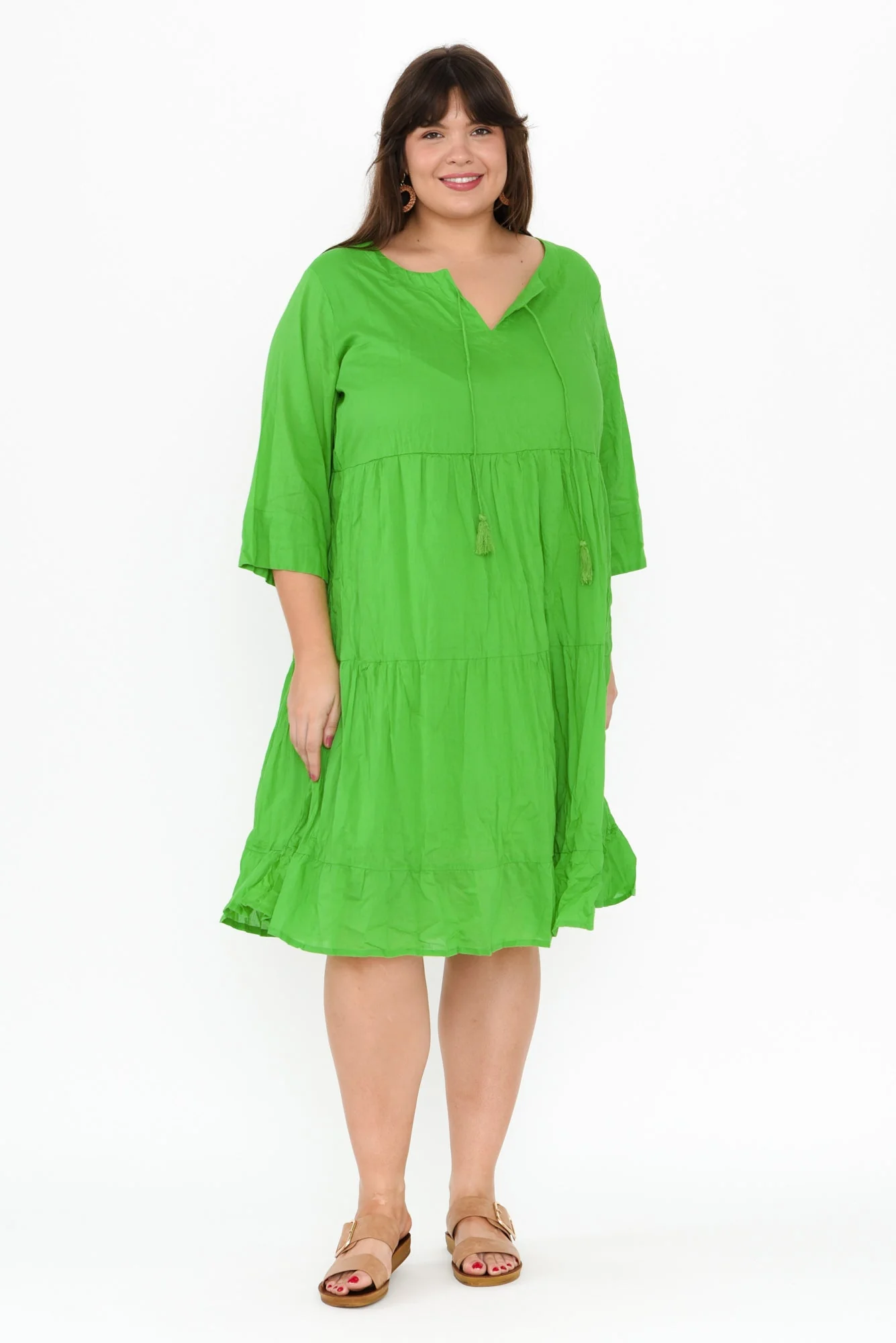 Milana Lime Crinkle Cotton Dress - Image 10