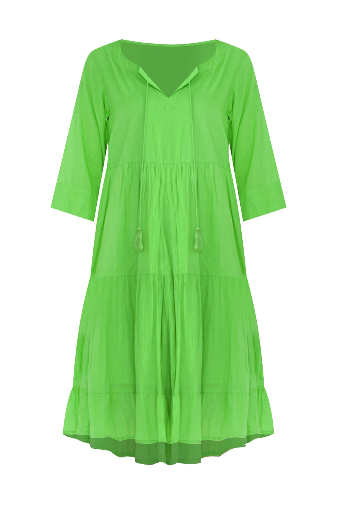 Milana Lime Crinkle Cotton Dress - Image 3