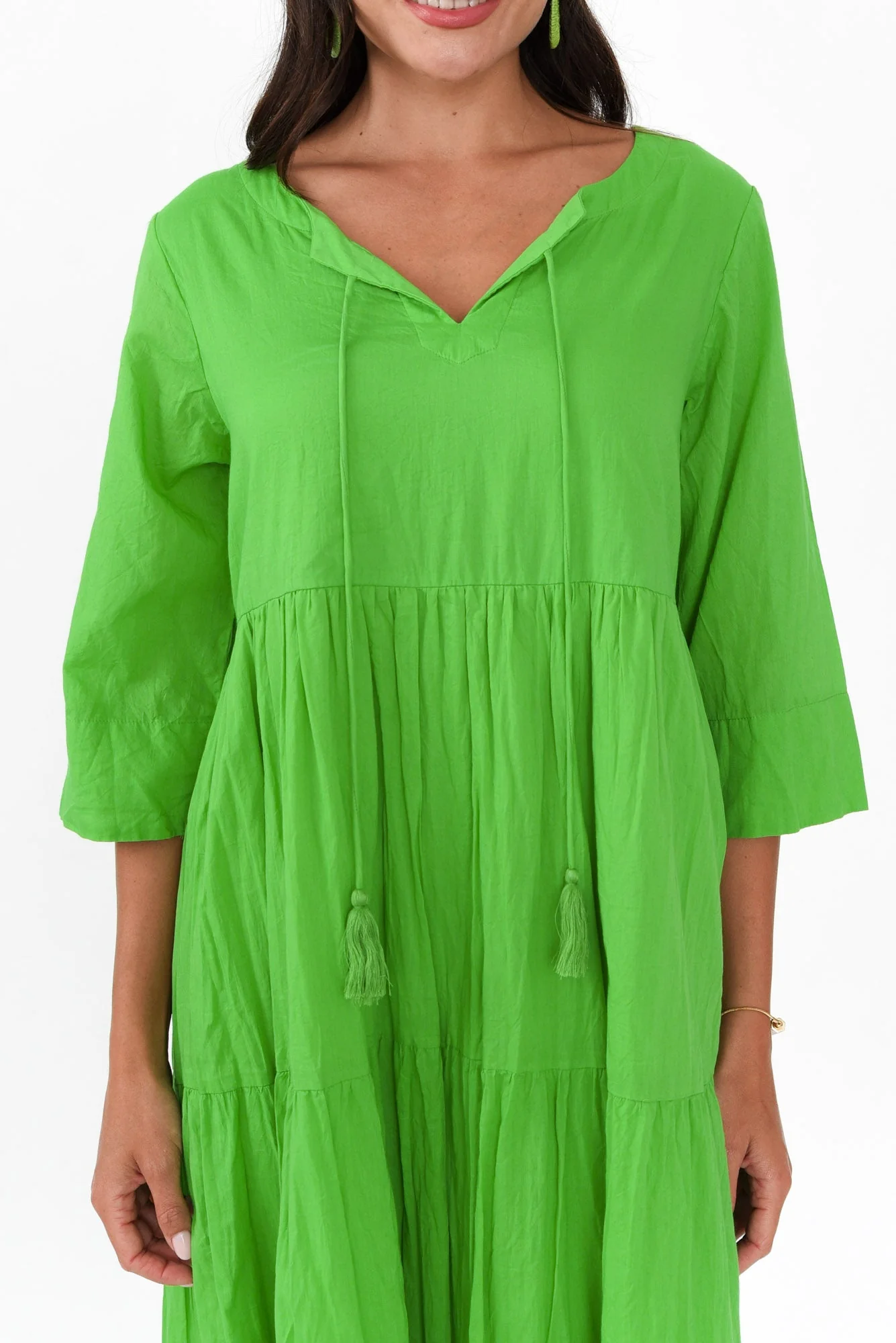Milana Lime Crinkle Cotton Dress - Image 6