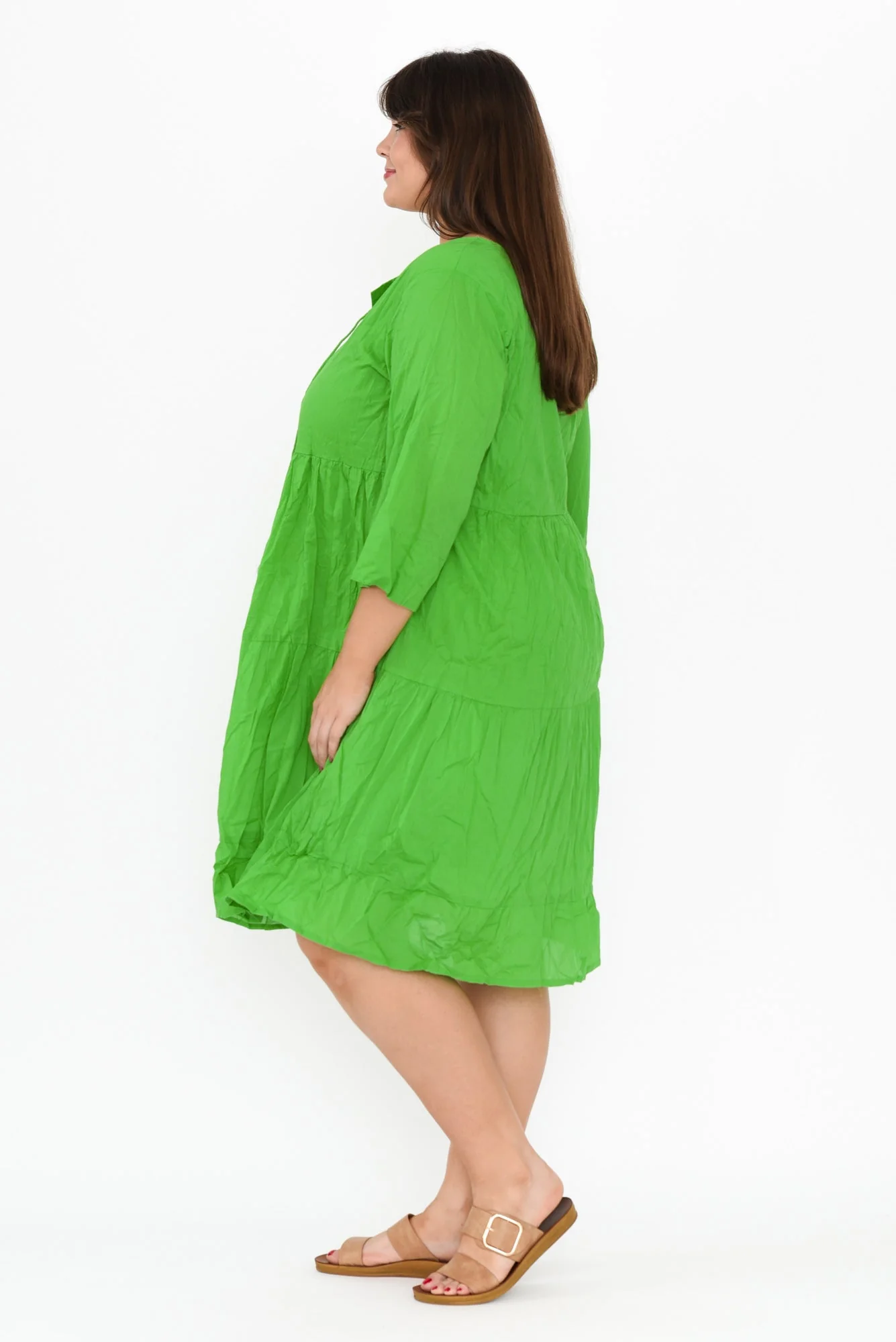 Milana Lime Crinkle Cotton Dress - Image 8