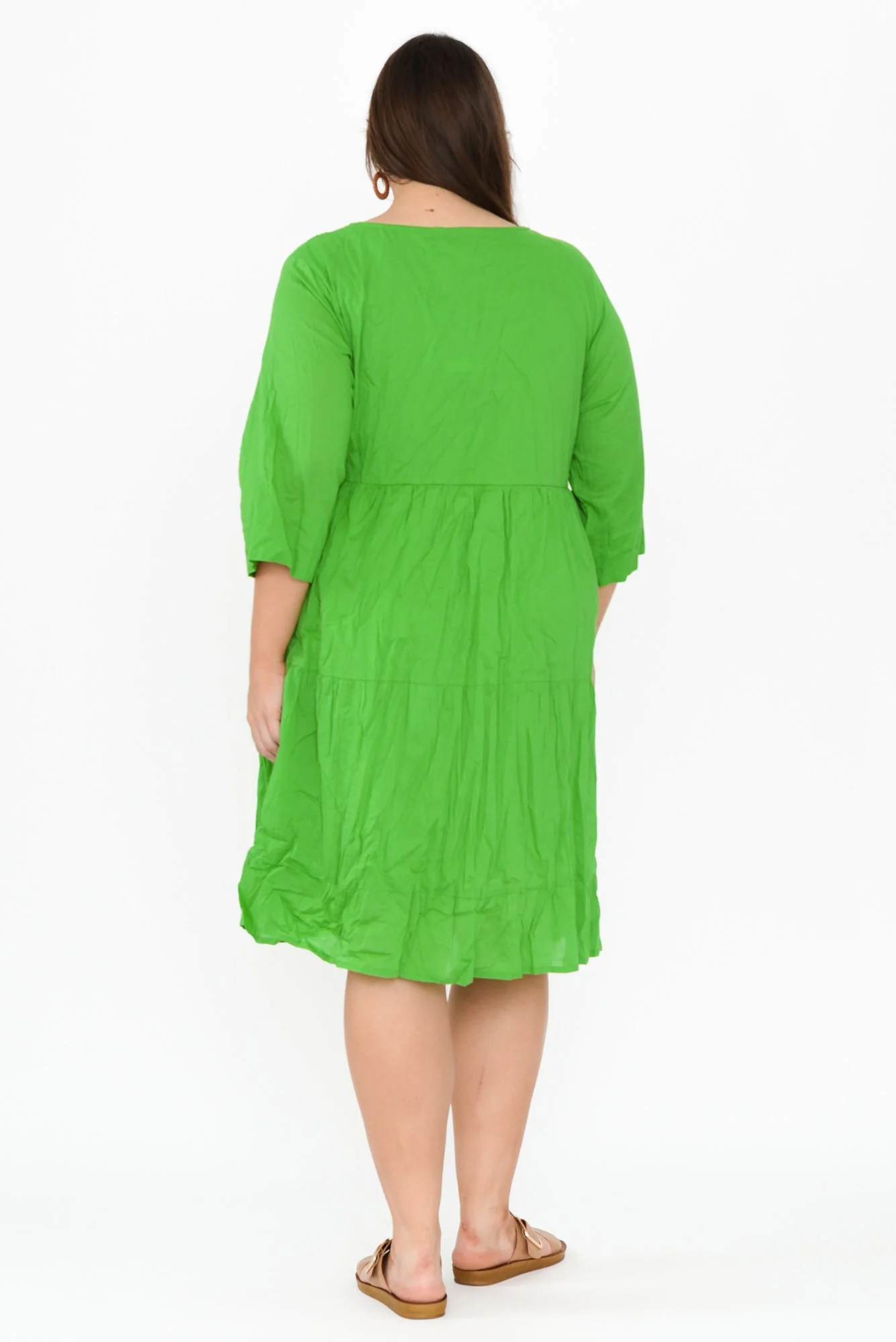 Milana Lime Crinkle Cotton Dress - Image 9