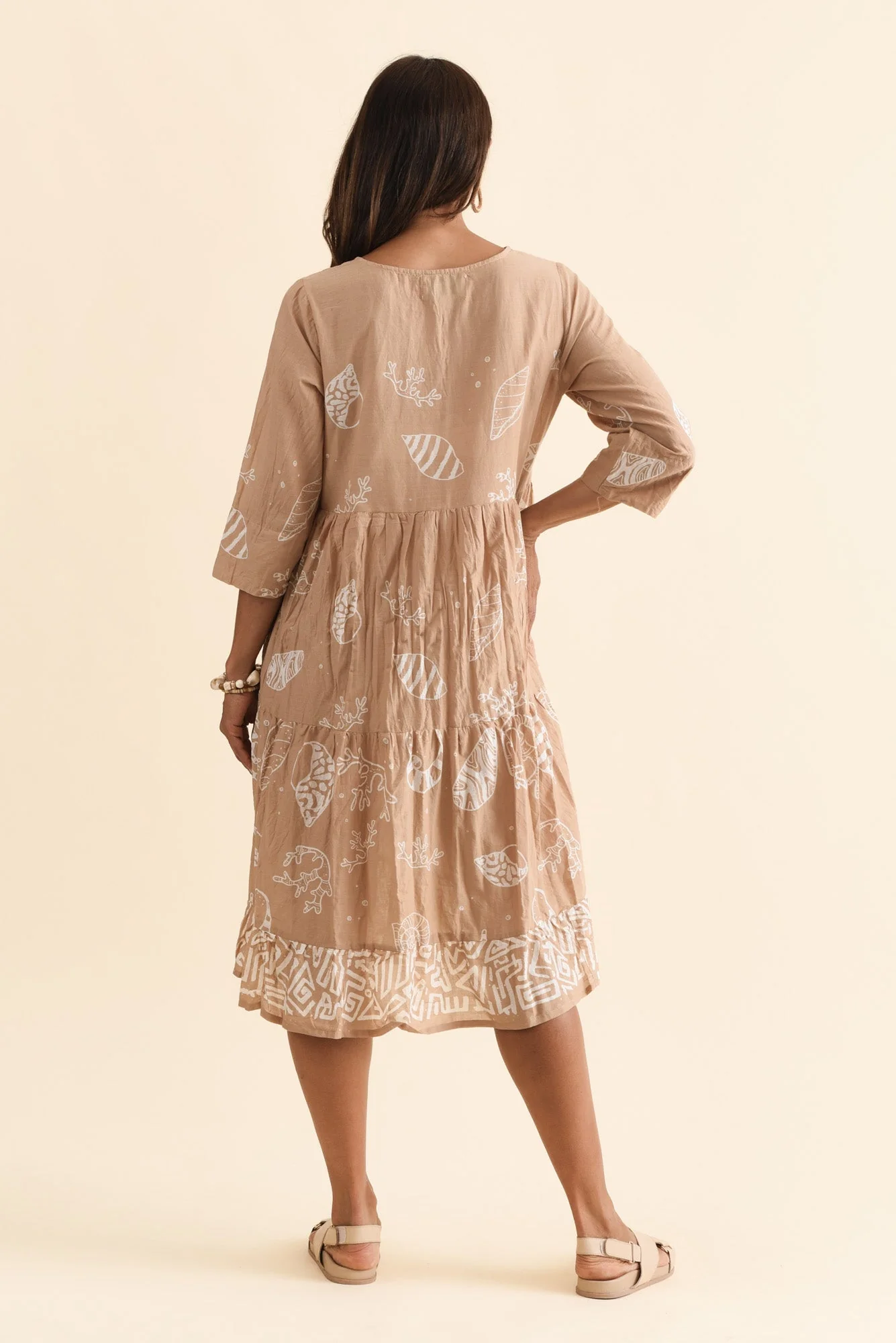 Milana Mocha Seashell Crinkle Cotton Dress - Image 5