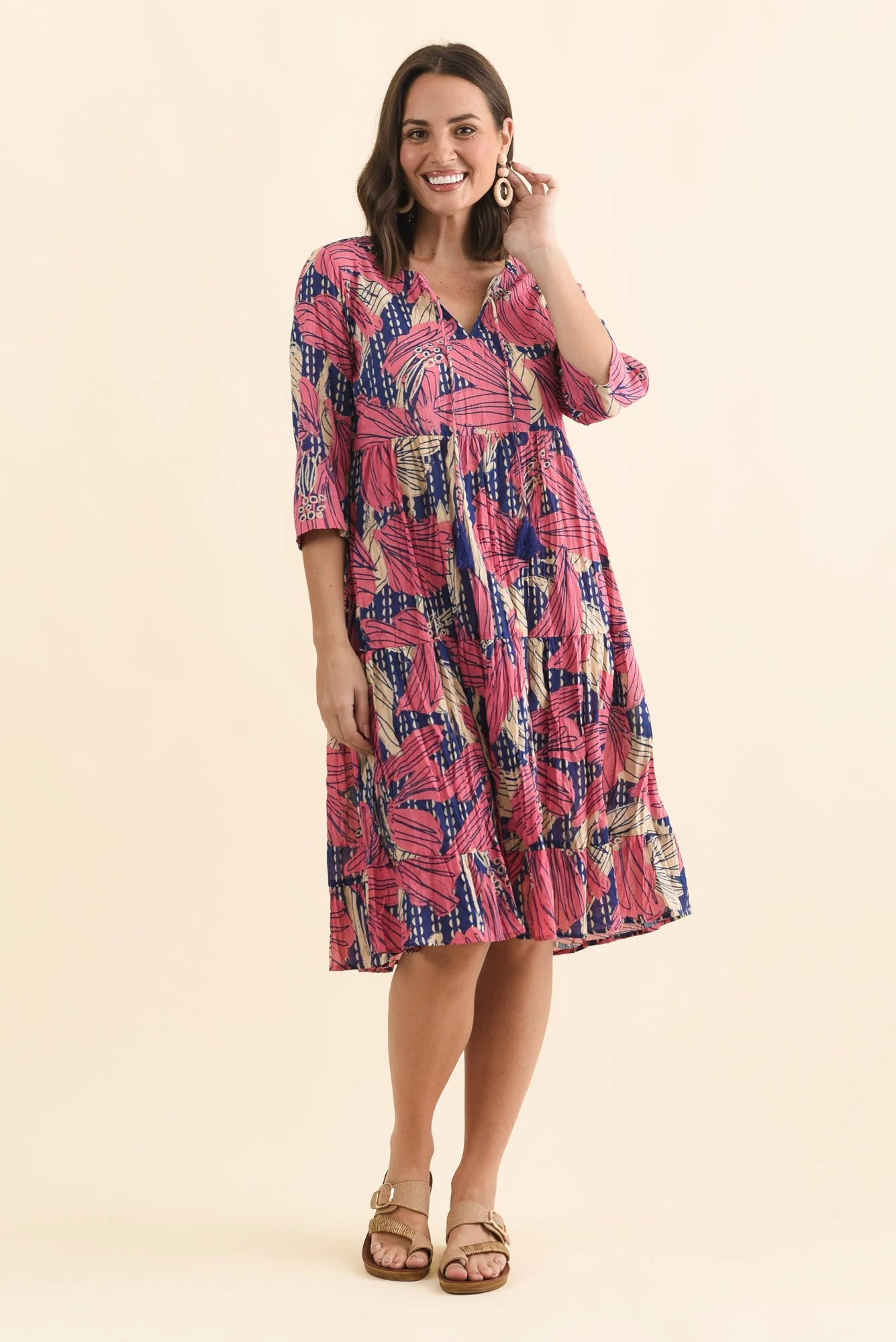 Milana Pink Lily Crinkle Cotton Dress - Image 2
