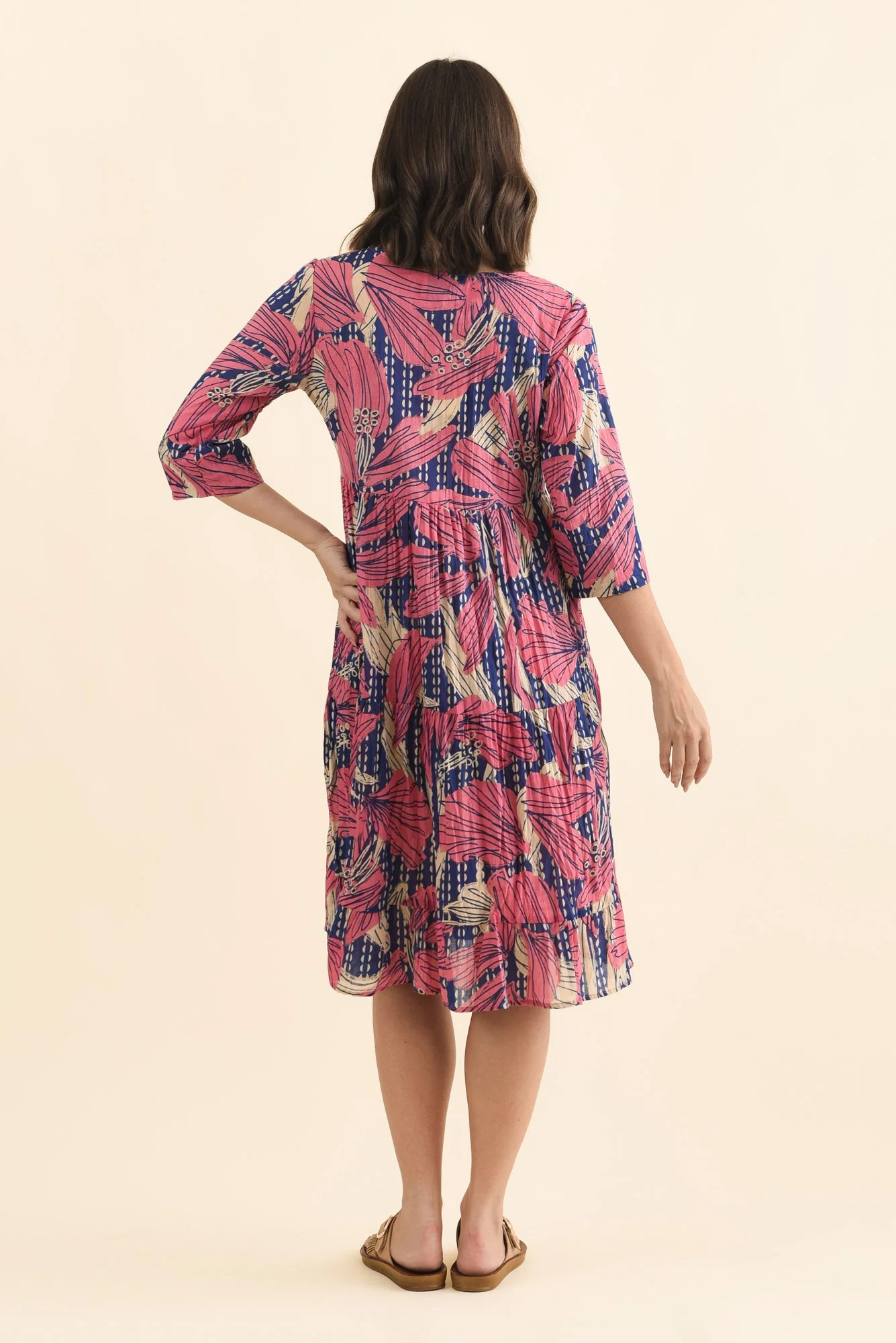 Milana Pink Lily Crinkle Cotton Dress - Image 4