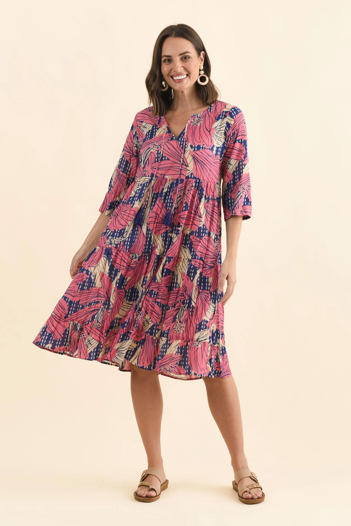Milana Pink Lily Crinkle Cotton Dress - Image 6