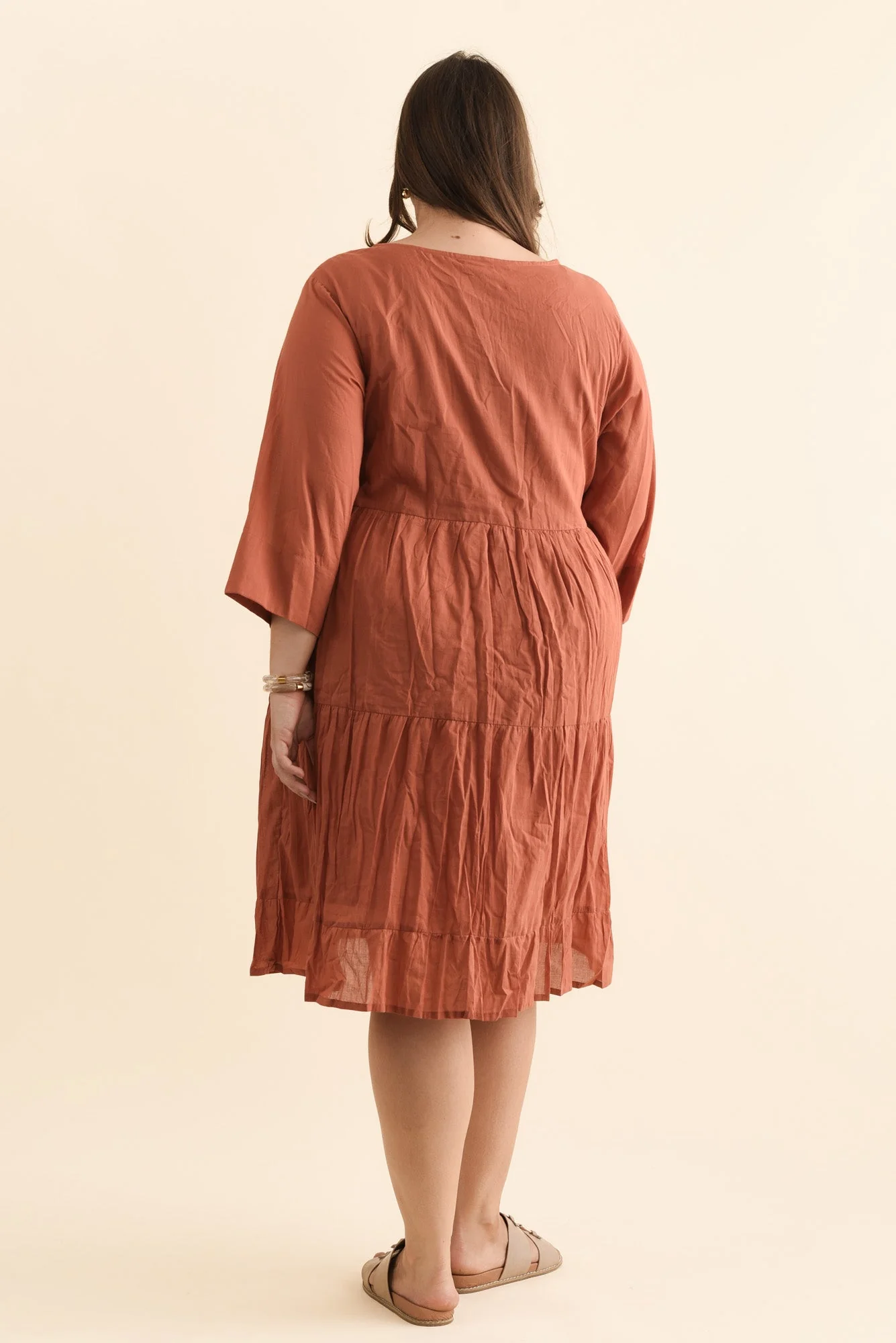 Milana Rust Crinkle Cotton Dress - Image 10