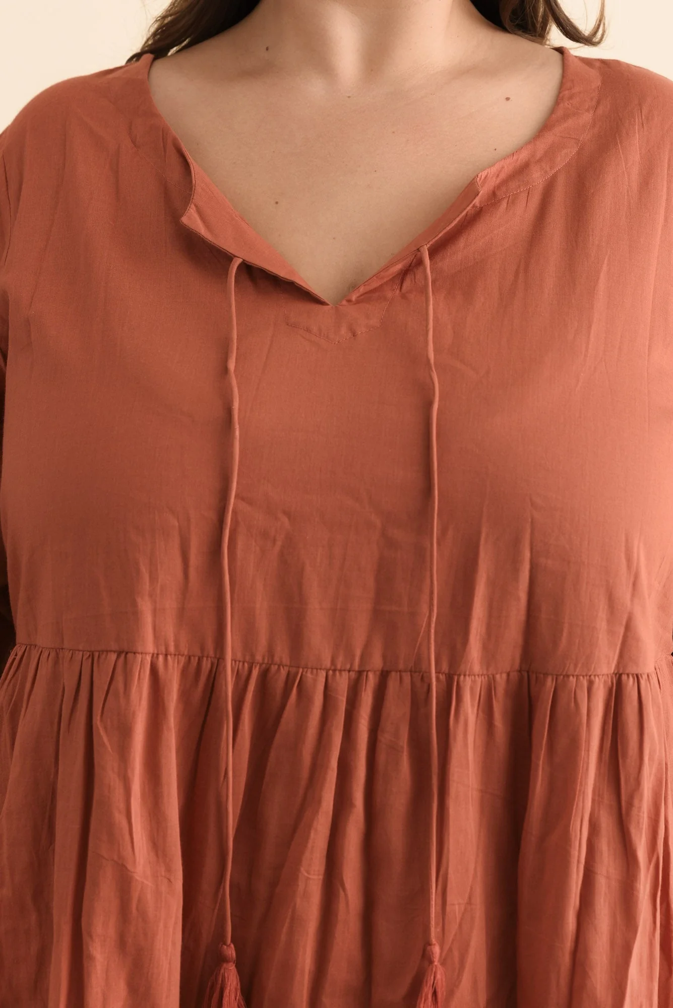 Milana Rust Crinkle Cotton Dress - Image 5