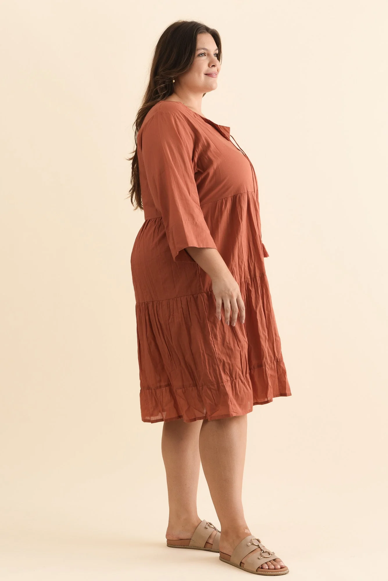 Milana Rust Crinkle Cotton Dress - Image 9