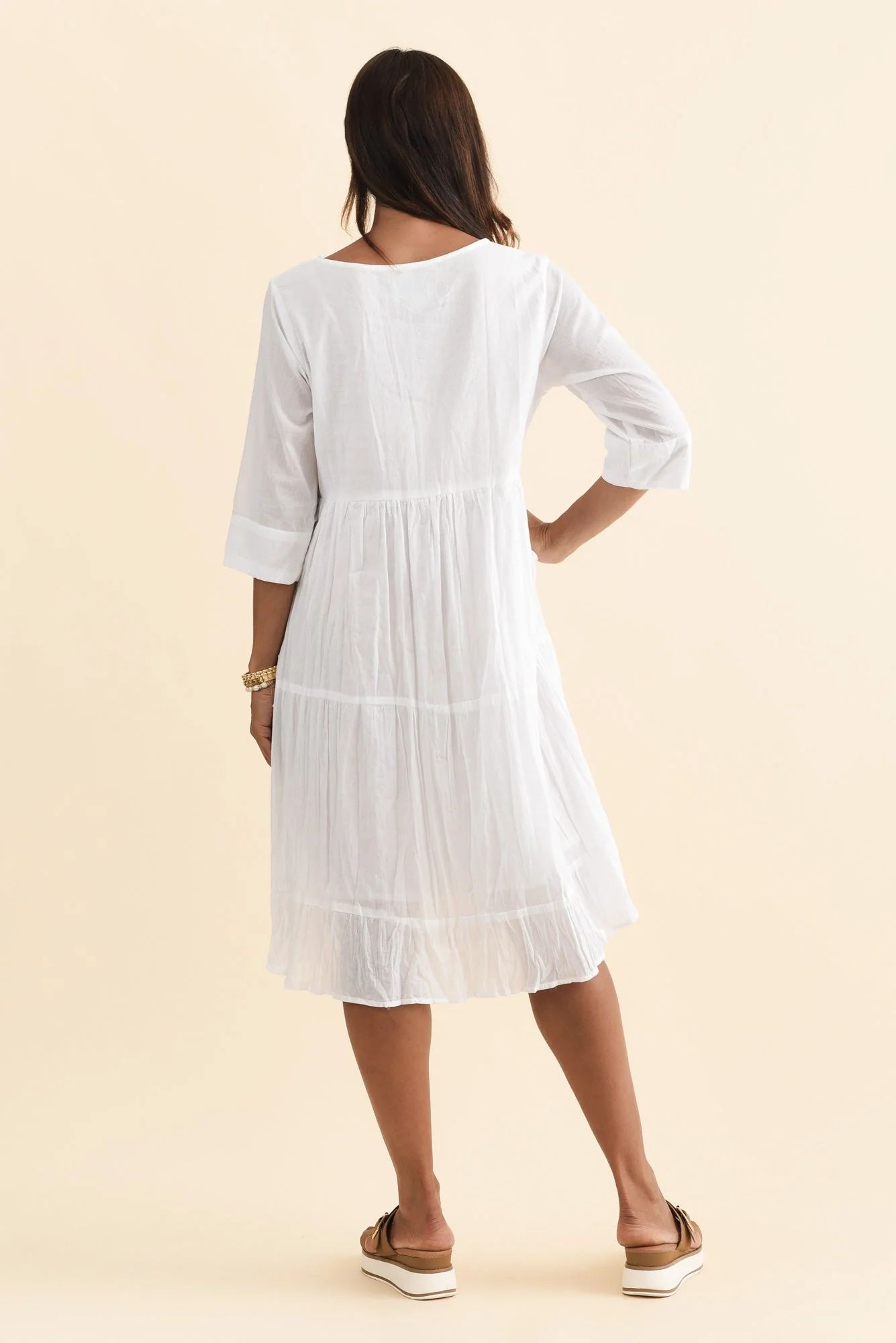 Milana White Crinkle Cotton Dress - Image 5