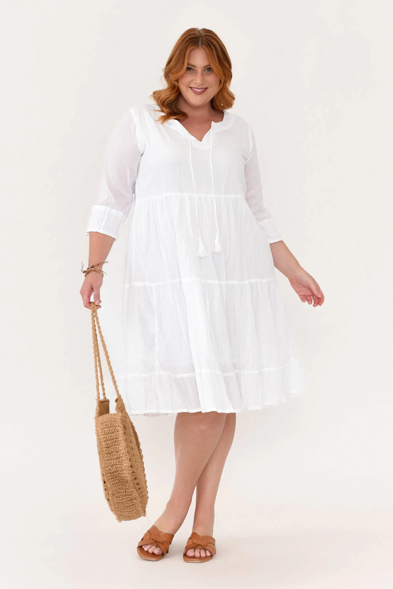 Milana White Crinkle Cotton Dress - Image 8