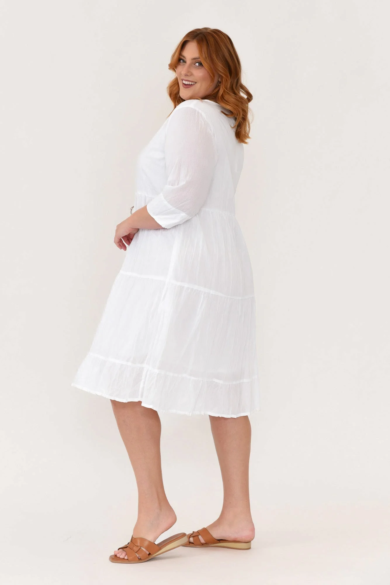 Milana White Crinkle Cotton Dress - Image 9