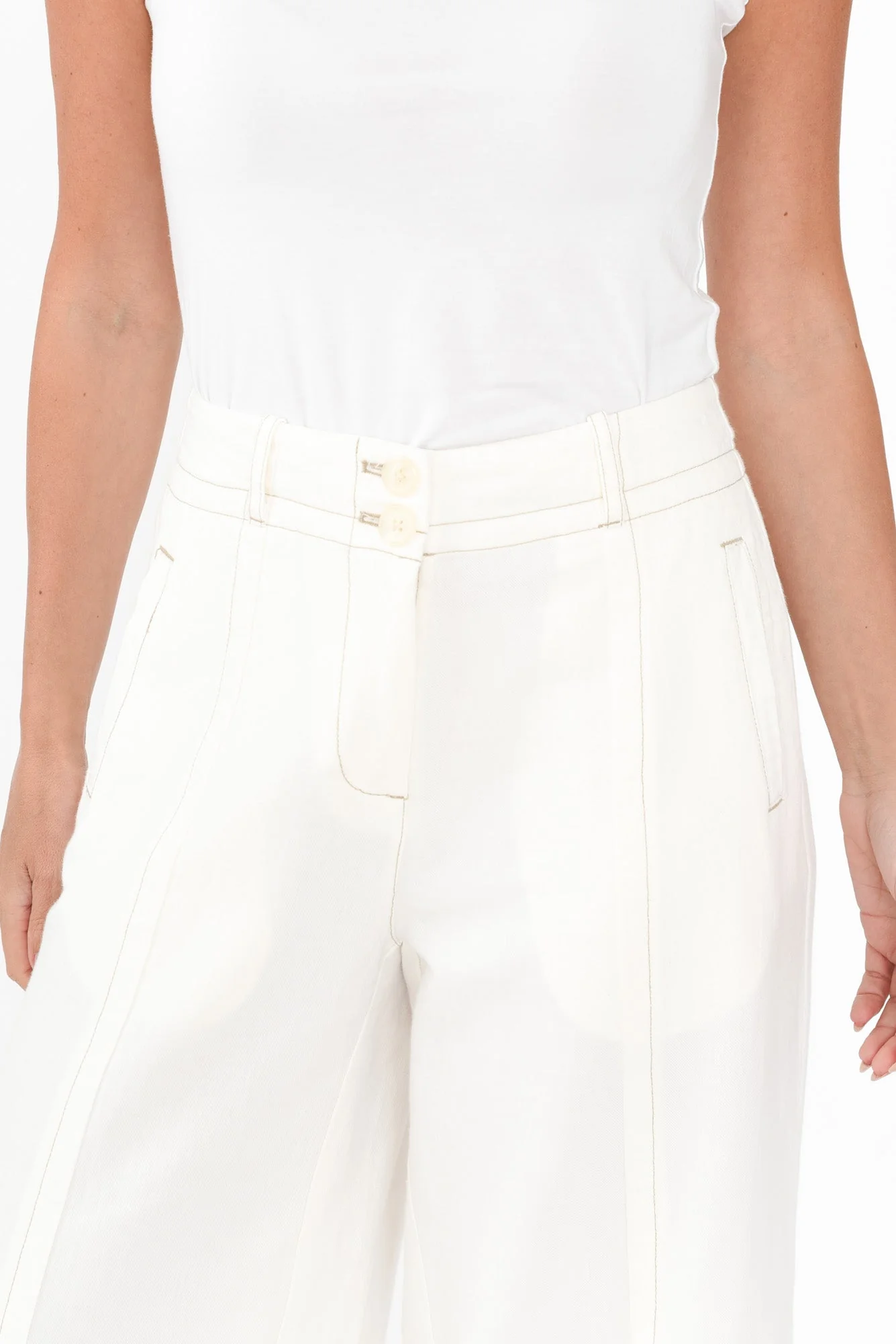 Miley White Cotton Blend Crop Pants - Image 5