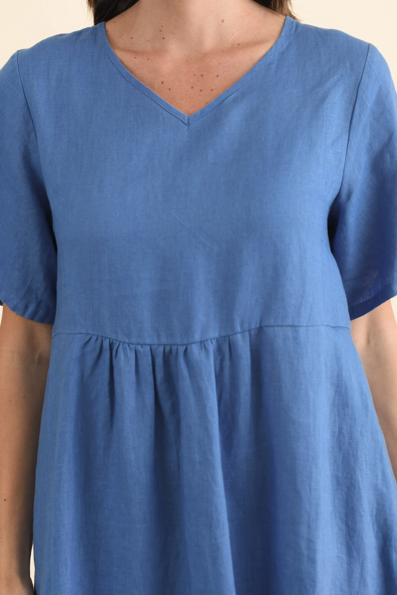 Miller Blue Linen Tiered Dress - Image 5