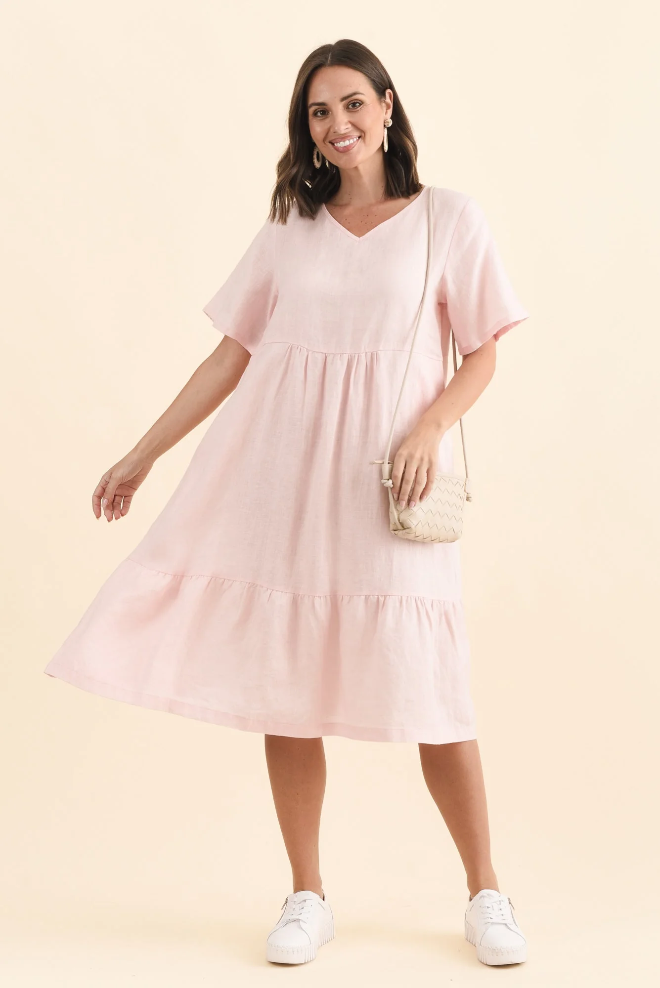 Miller Blush Linen Tiered Dress - Image 2