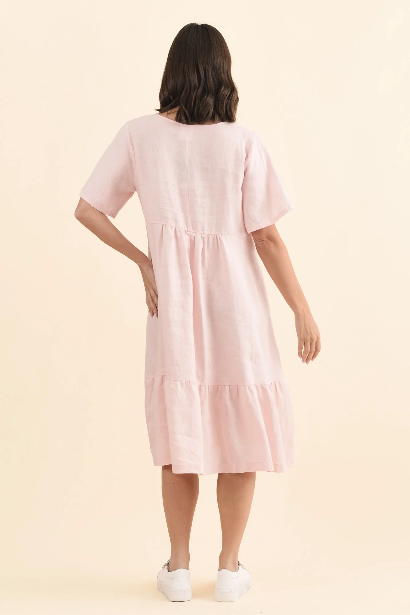 Miller Blush Linen Tiered Dress - Image 4