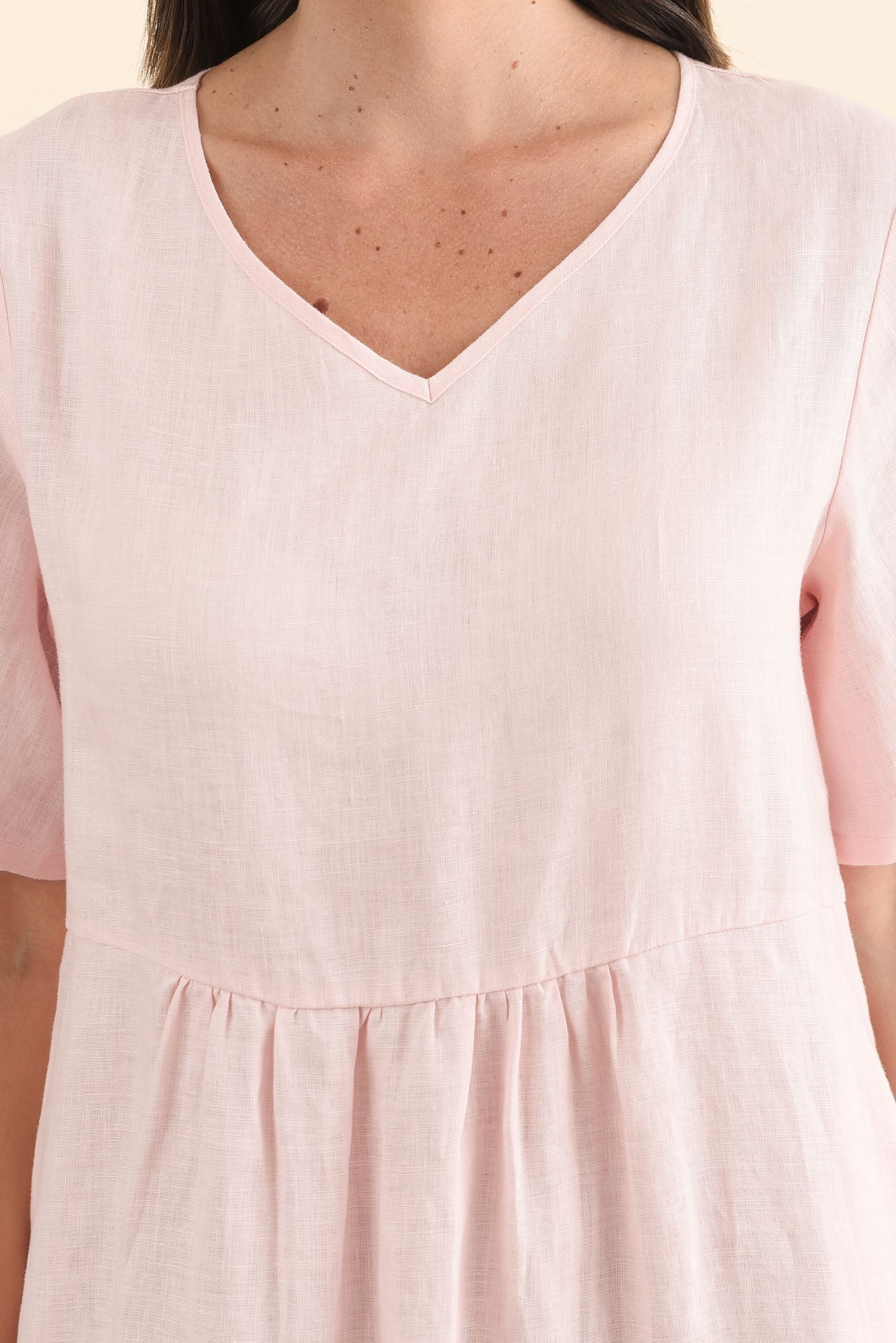 Miller Blush Linen Tiered Dress - Image 5
