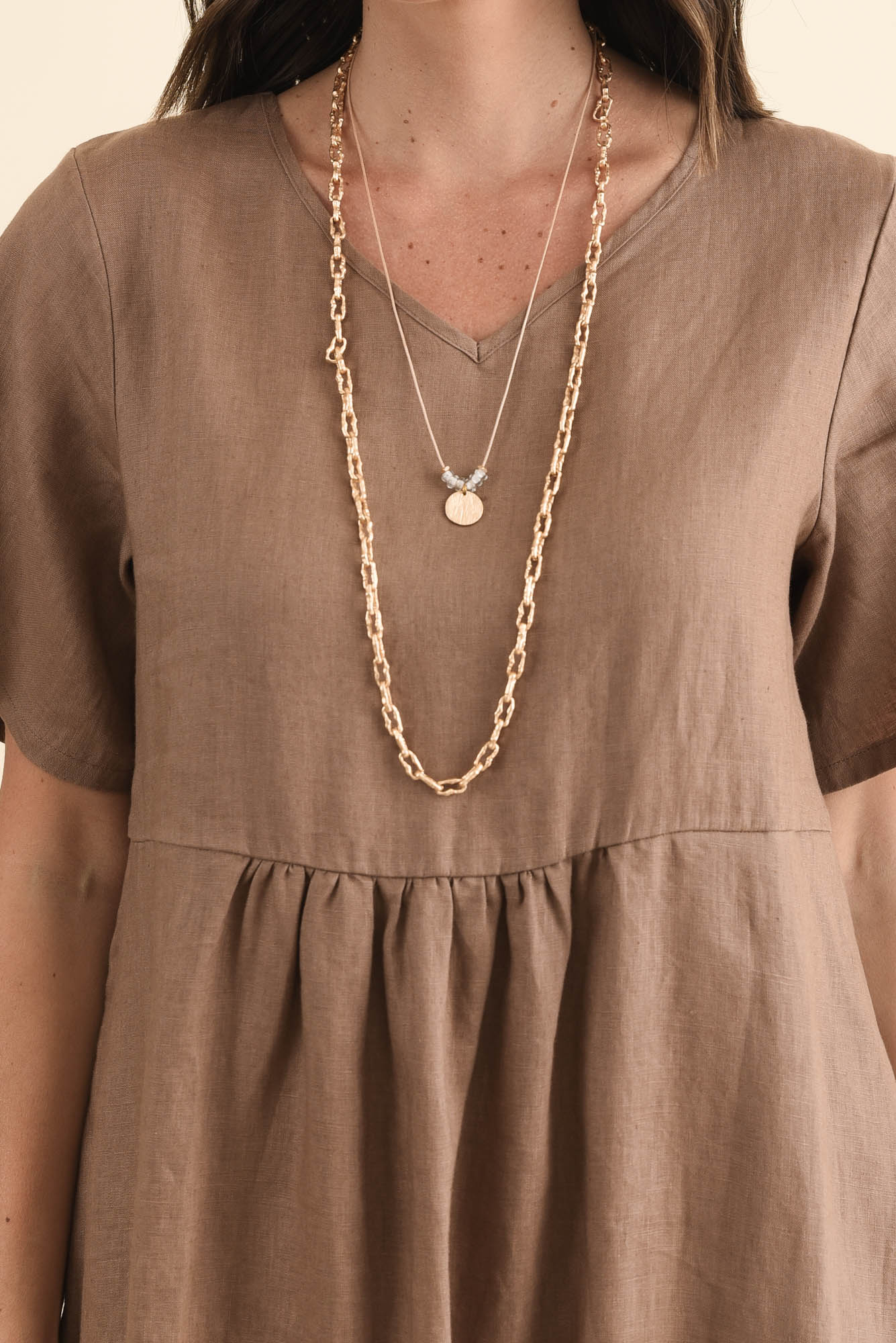 Miller Mocha Linen Tiered Dress - Image 5