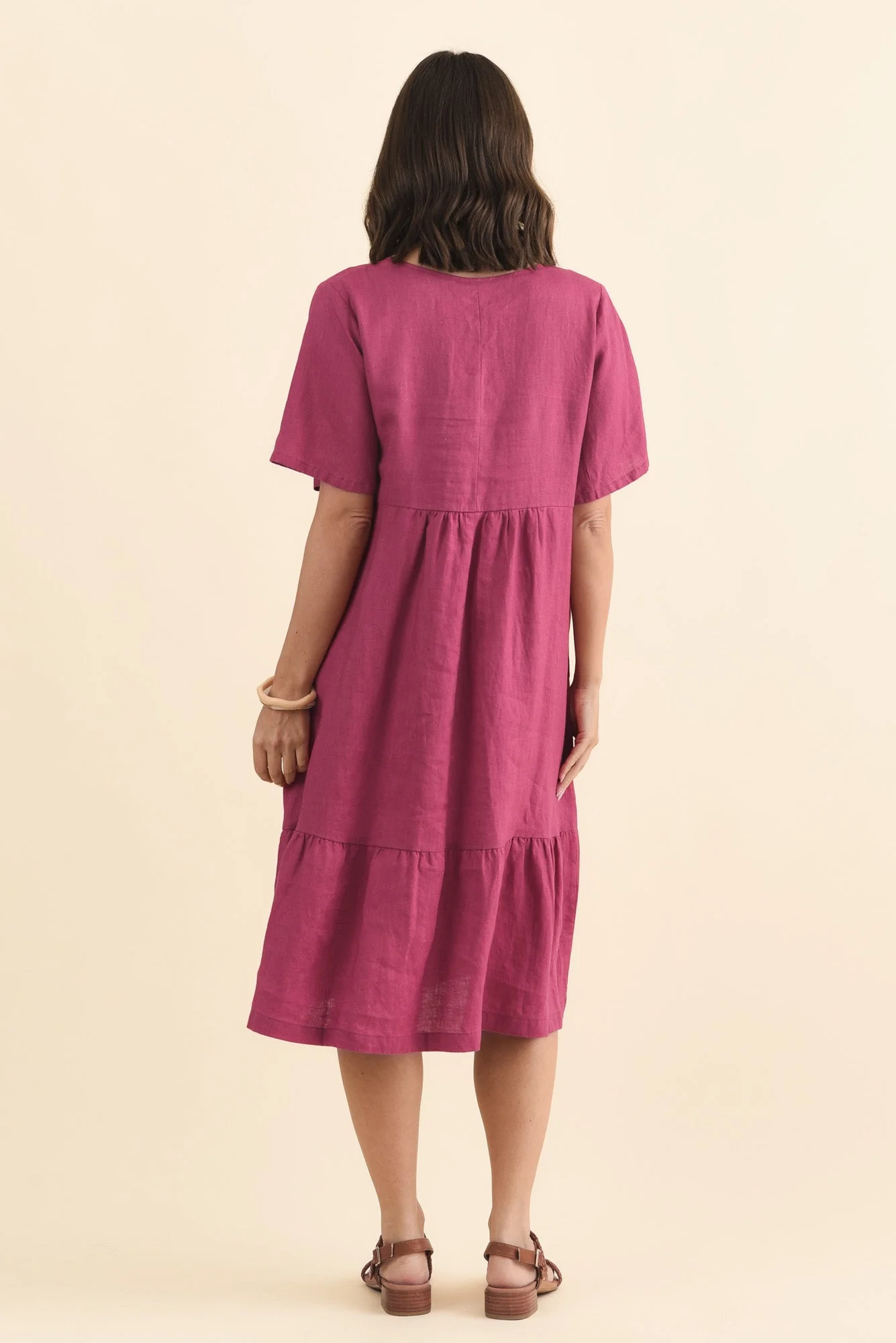Miller Pink Linen Tiered Dress - Image 4