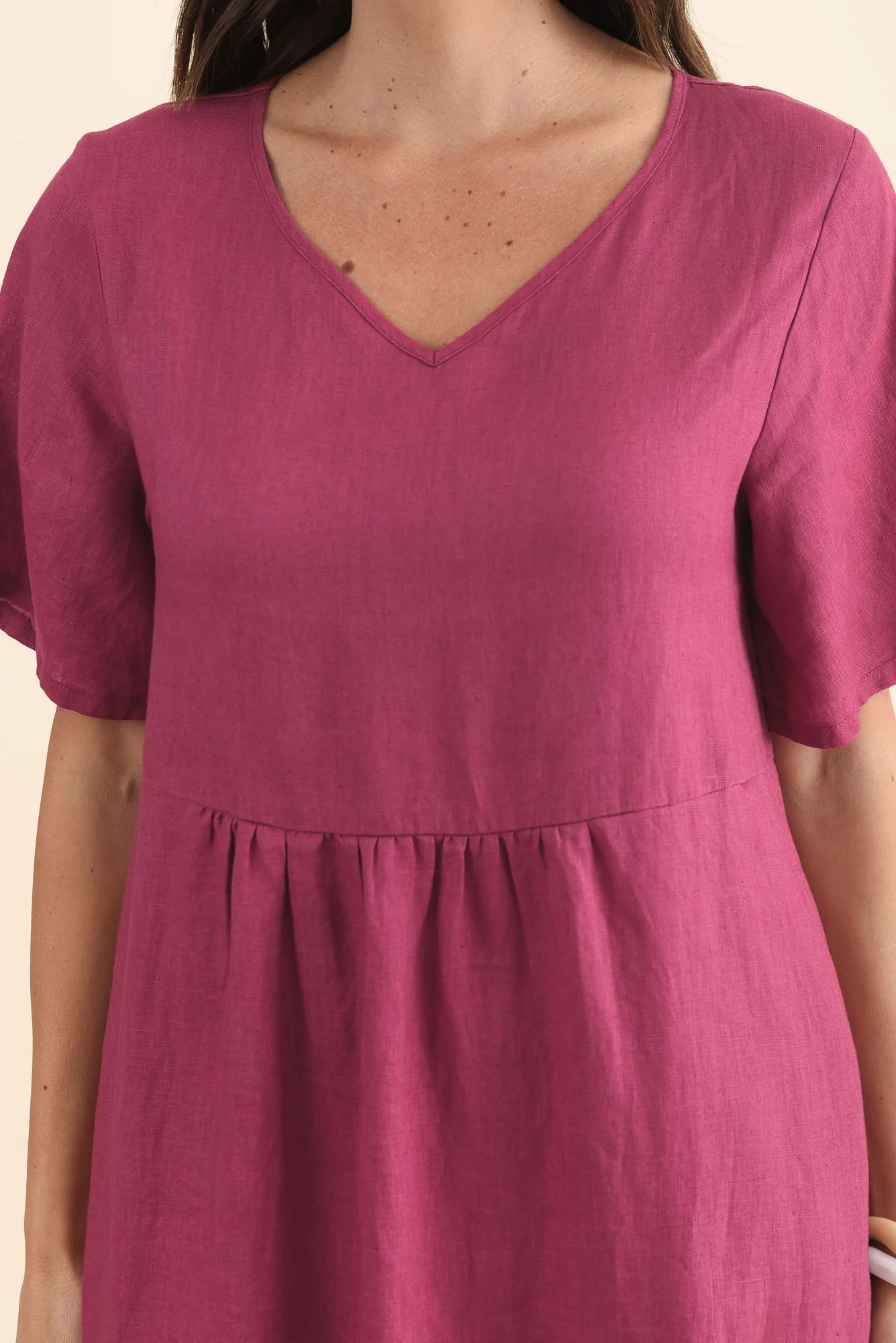 Miller Pink Linen Tiered Dress - Image 5