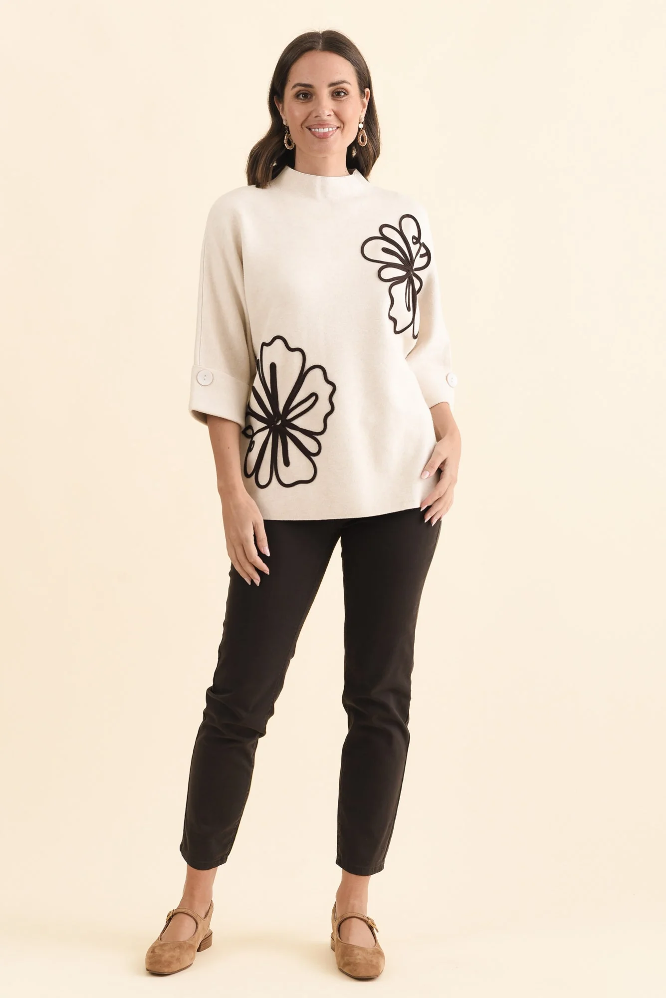 Mimosa Beige Flower Knit Jumper - Image 2