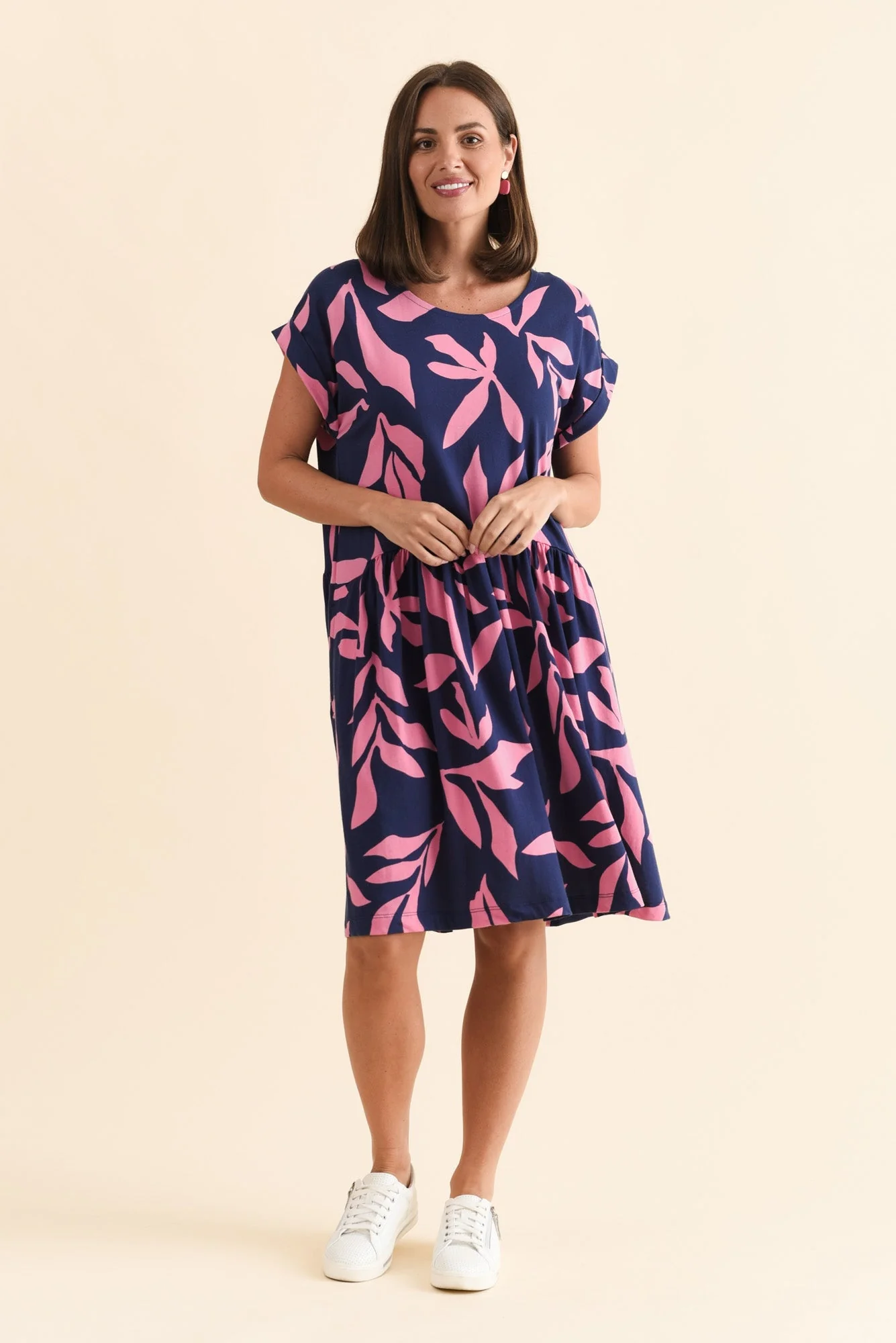 Mimosa Navy Leaf Cotton Pocket Dress - Image 6
